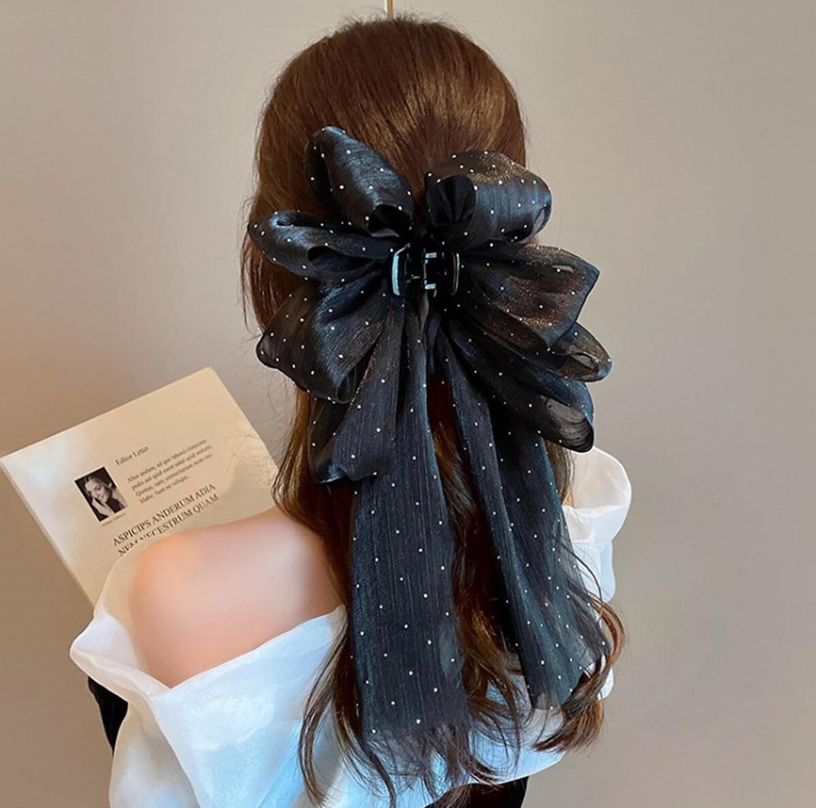 Black Bow Hair Claw, Big Black Bow Hair Clip, Hair Barrette, Black Bow Hair Clip, Hair Accessories, Birthday Gifts, Girlfriend Gifts