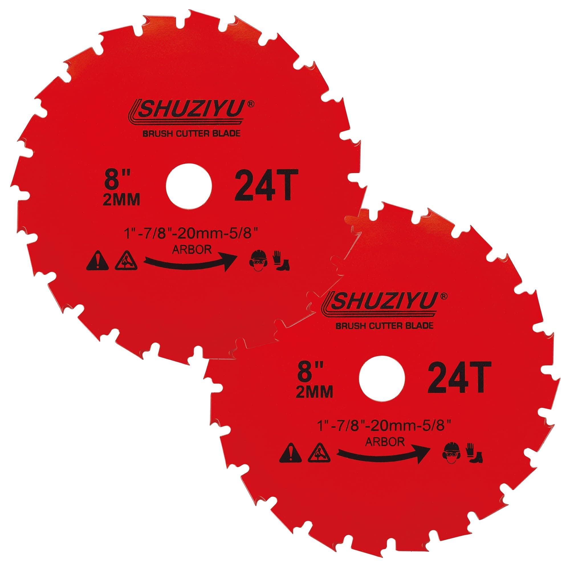 LSHUZIYU, 2-Pack, 8", 200x2.0mm-24T, Arbor 1" with Washer, Heavy Duty Brush Cutter Blade, Suitable for All Brand of Brush Cutter