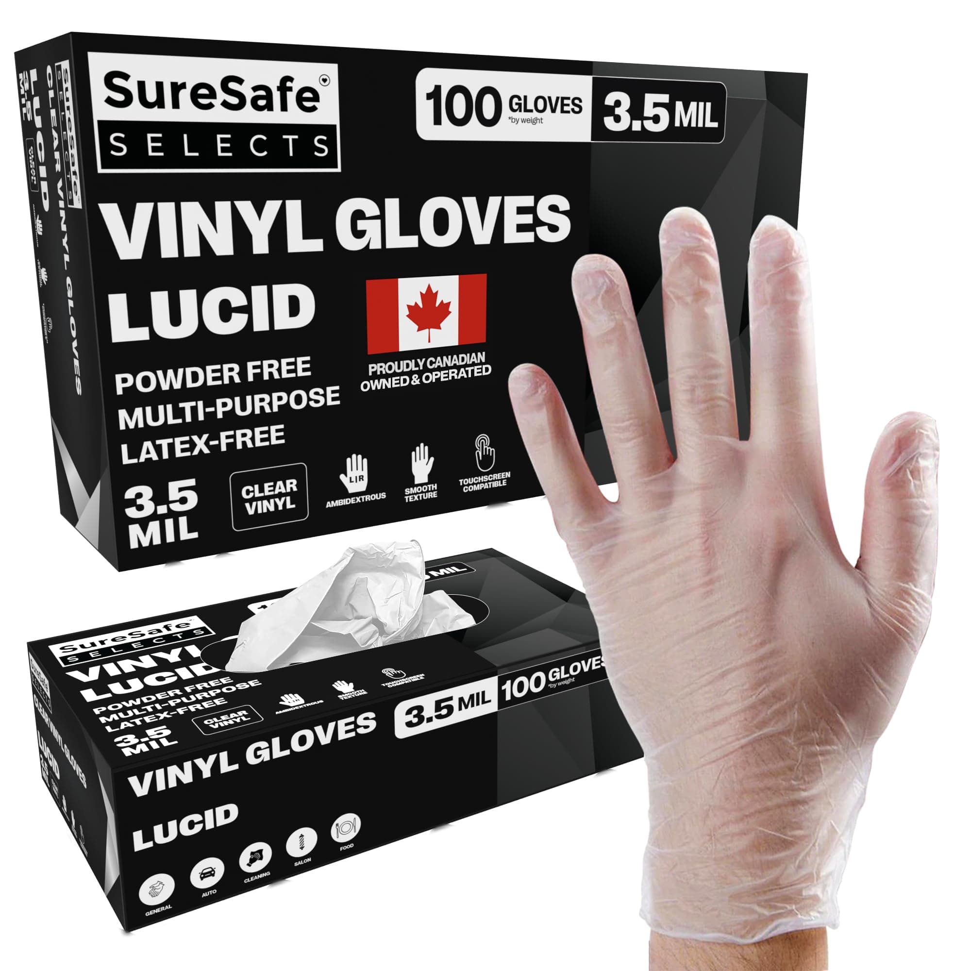 Clear Vinyl Gloves Large, 3.5 Mil Powder-Free Latex-Free, 100 Count