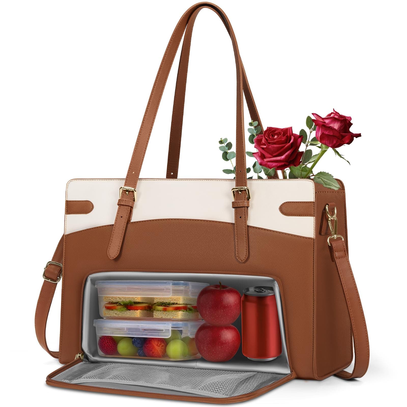 RAINSMORE Laptop Bags for Women with Lunch Compartment 15.6 inch Work Bag