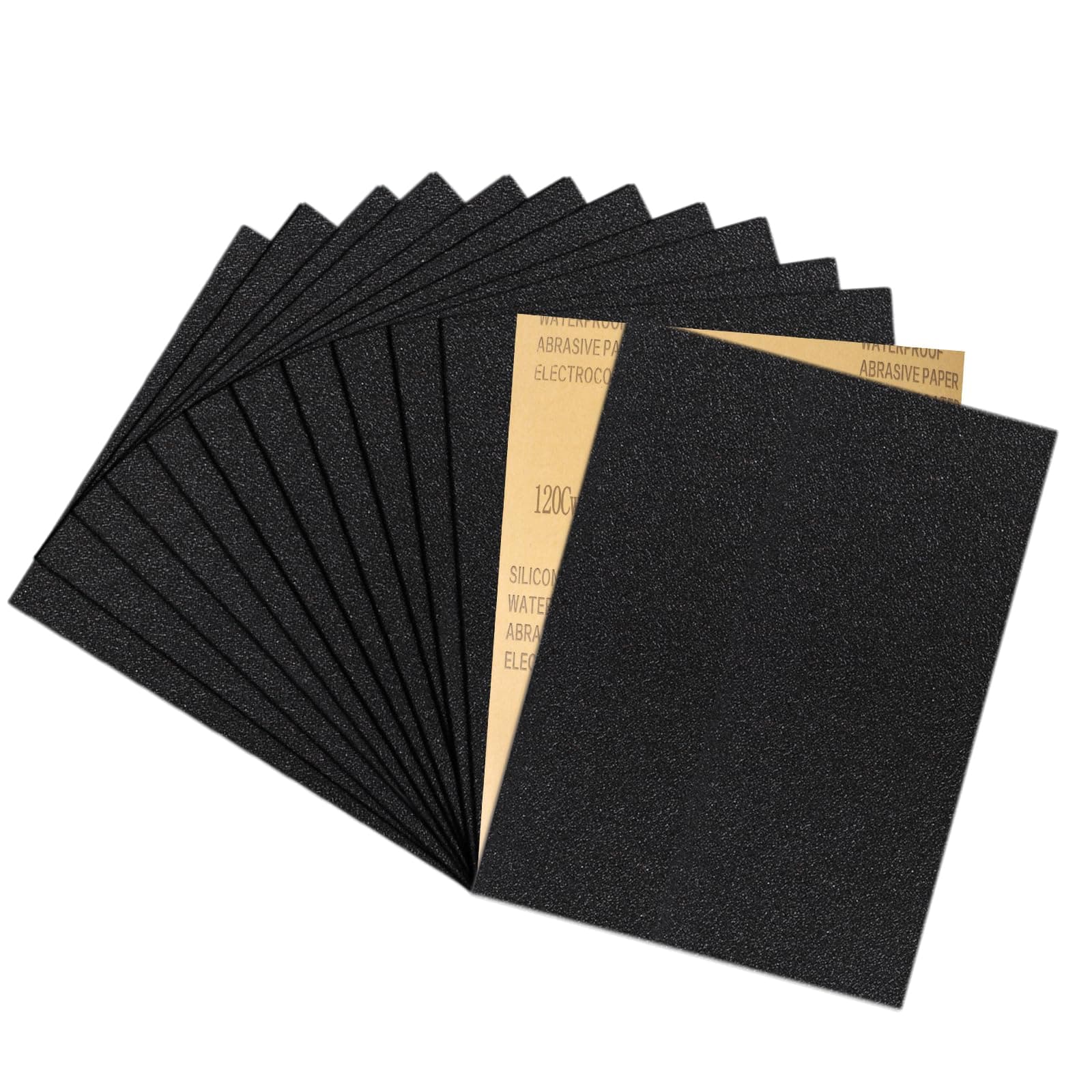 ALPXUXP Wet Dry Sandpaper 120 Grit Waterproof Sand Paper Sheets 9x11 Inch Sanding Paper for Wood Metal Automotive Polishing（15Pcs）