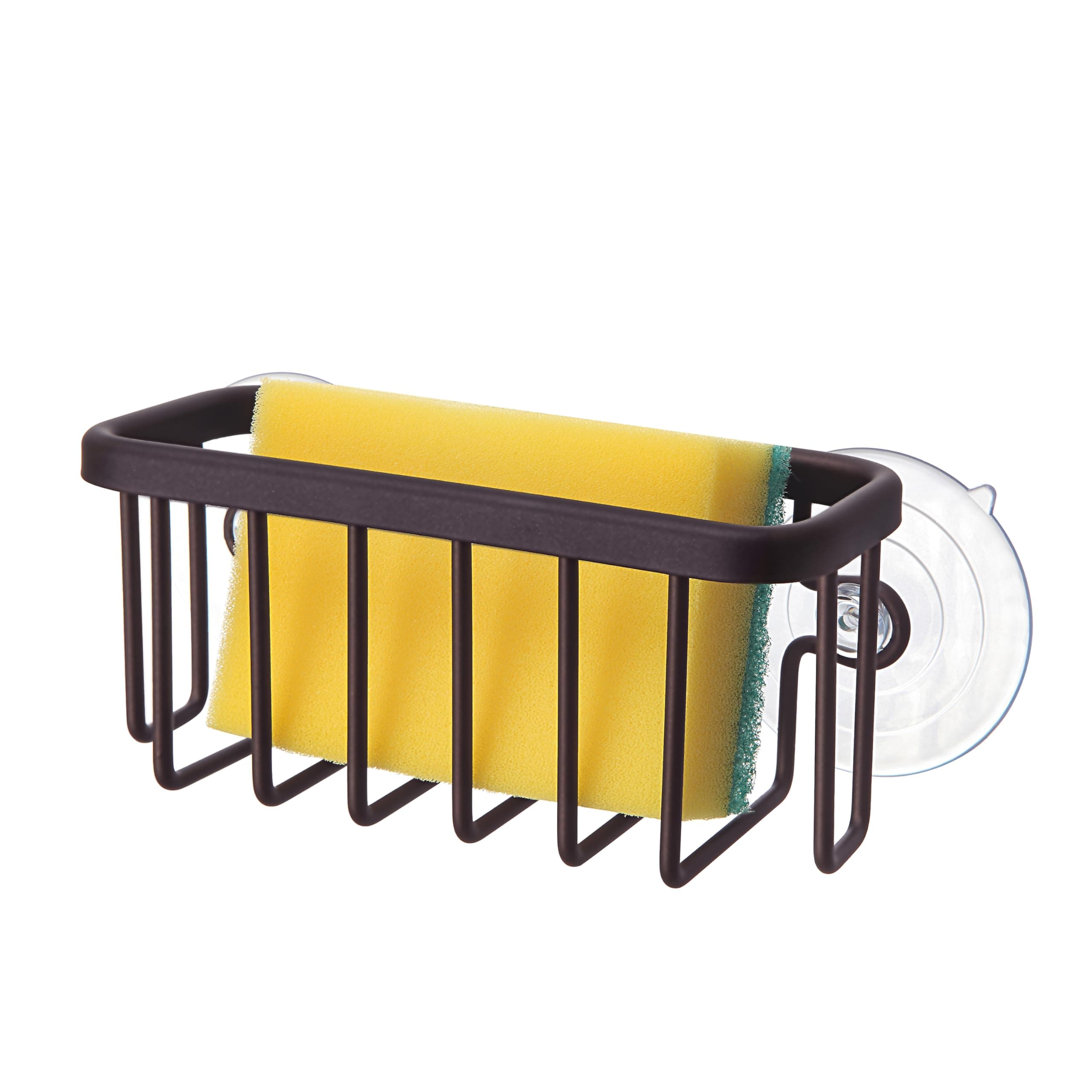 SunnyPoint NeverRust Kitchen & Bathroom Sink Caddy for Sponges, Scrubbers, Soap, 6" x 2.5" x 2.65", with Adhesive Mount - Additional Suction Cup Included –Aluminum (Oil Bronze, NOT Black)