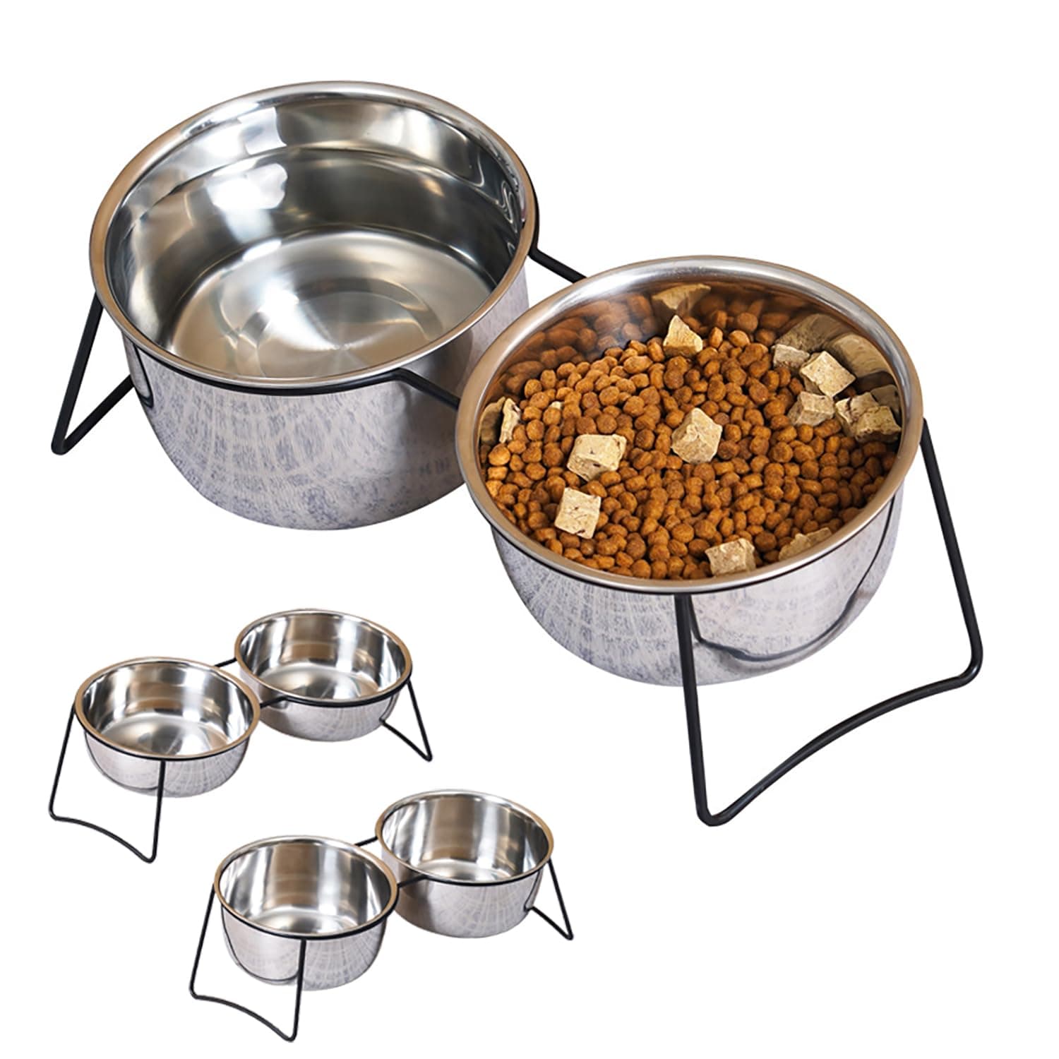 Elevated Dog Bowls with 2 Stainless Steel Bowls for Cats & Dogs