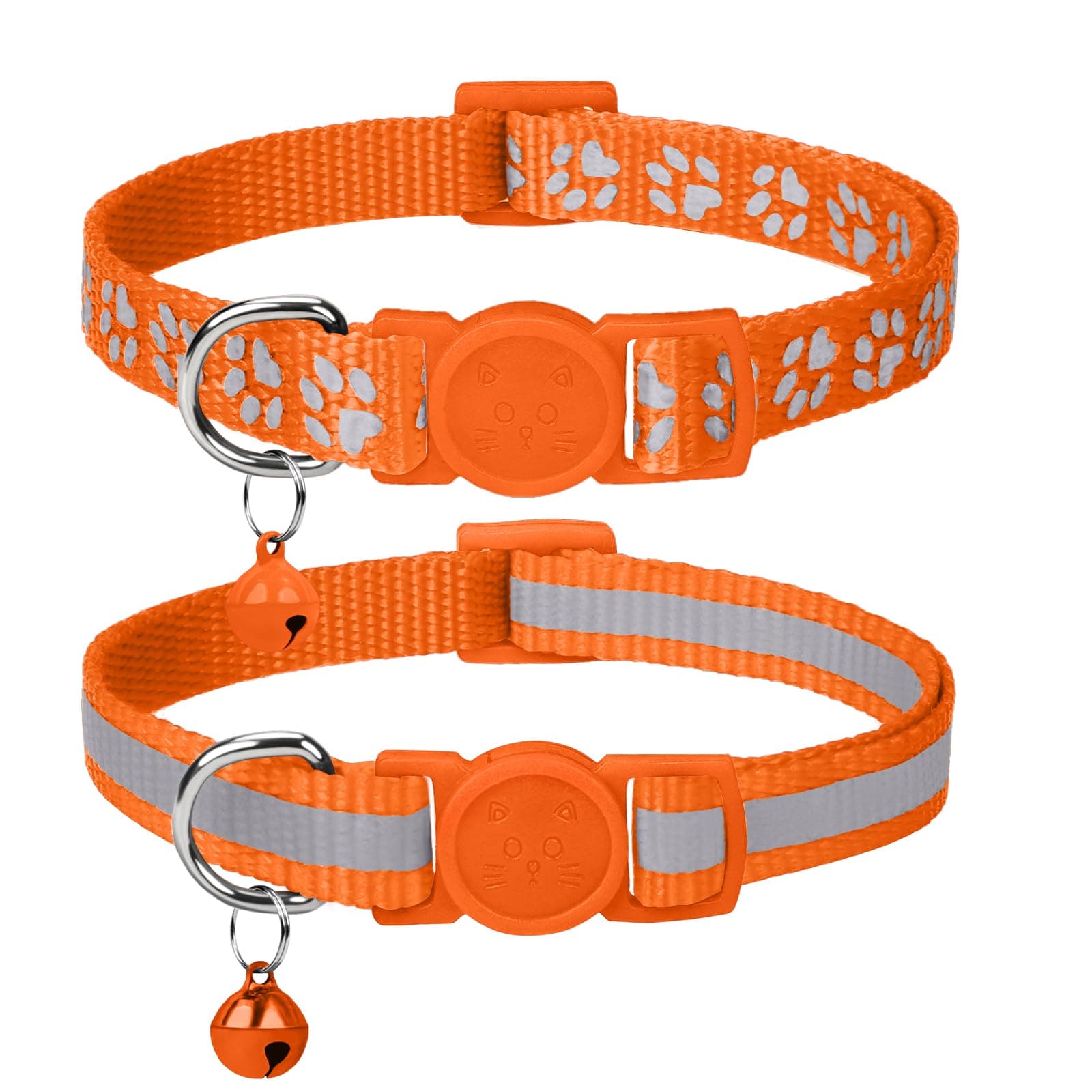 Taglory Kitten Collar Breakaway with Bell, 2 Pack Girl Boy Pet Kitten Collar Adjustable 6-8 Inch for 2-6 Months Cat, Orange