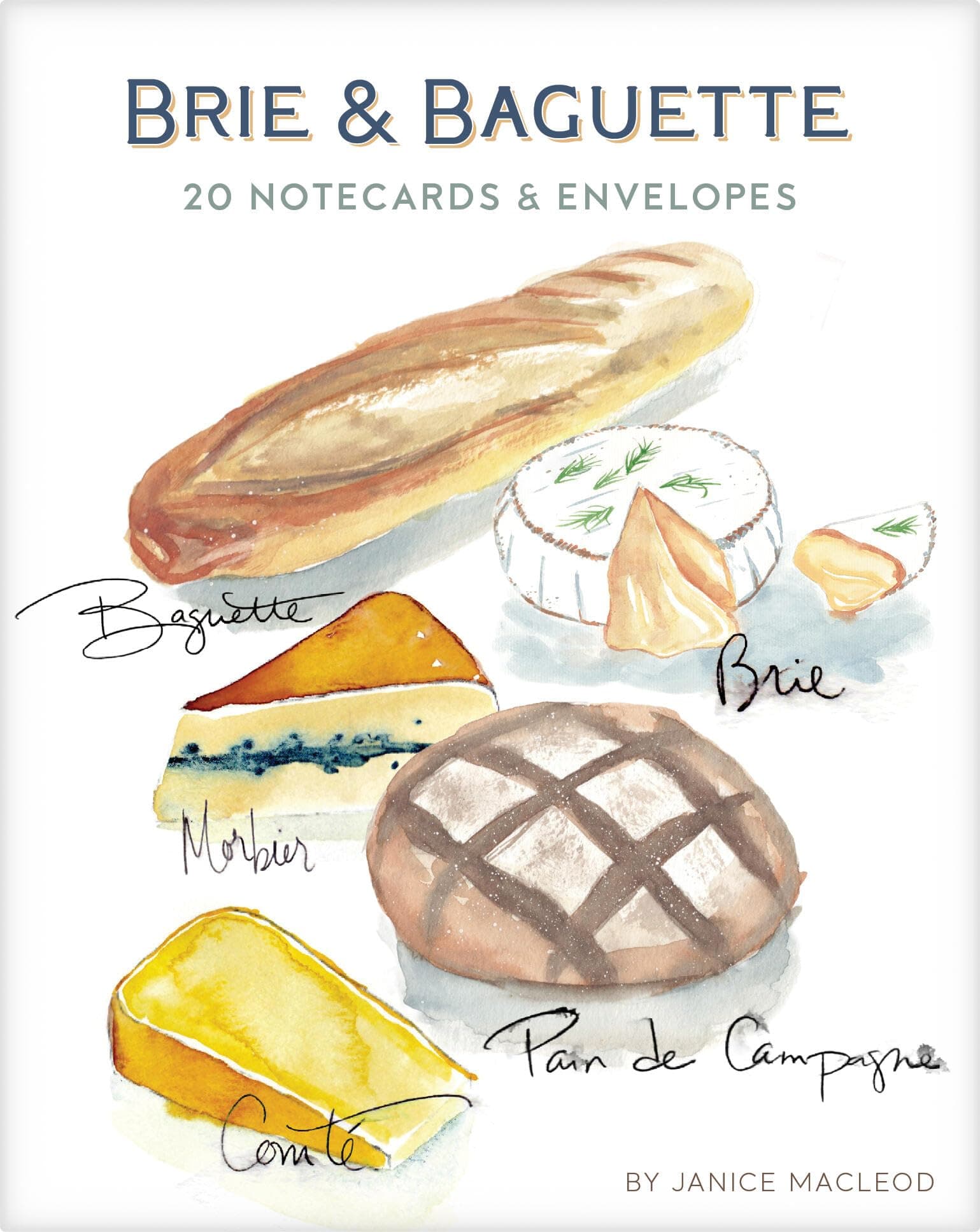 Chronicle Books Brie & Baguette Notes: 20 Notecards & Envelopes - Artwork by Janice MacLeod