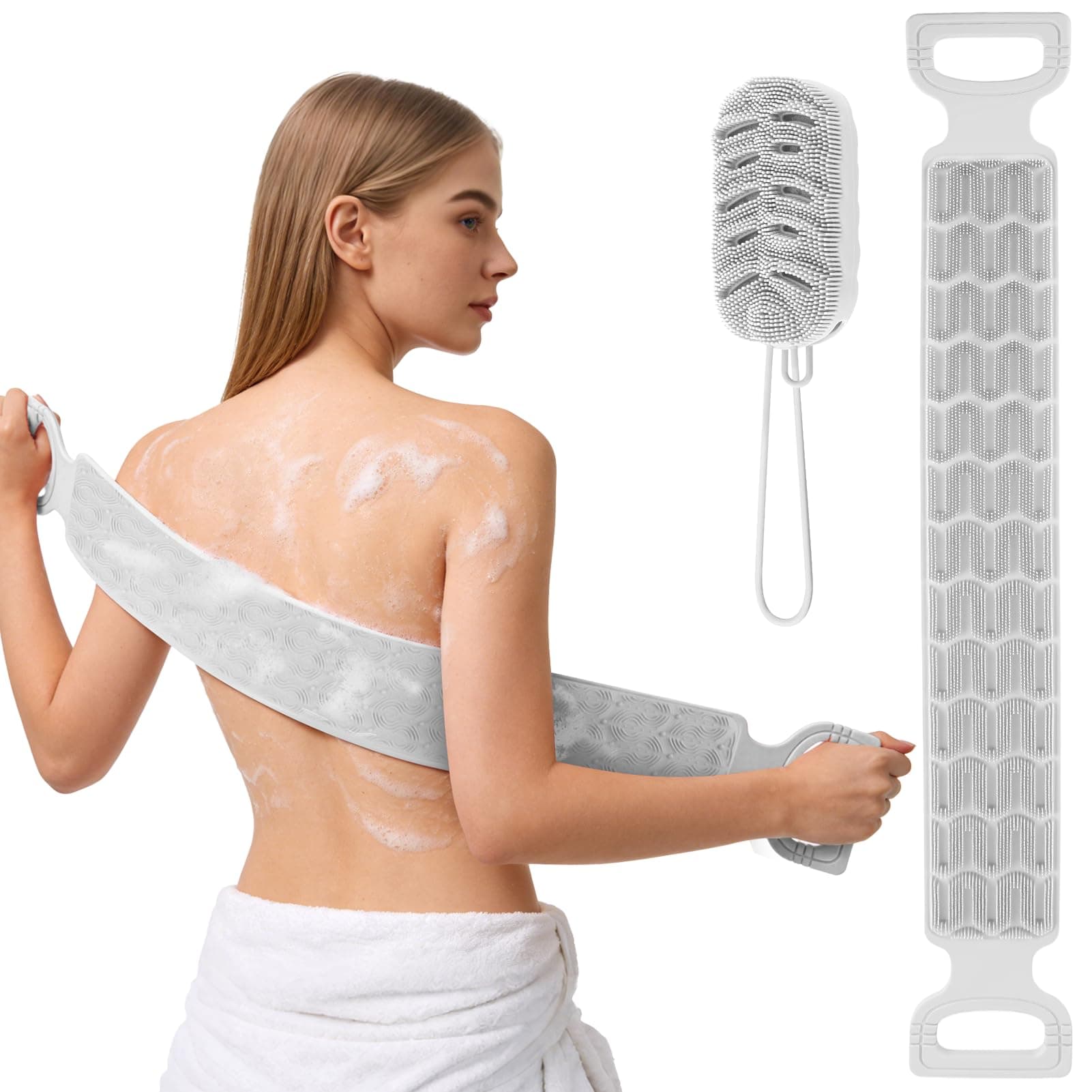EaTubano Back Scrubber for Shower Silicone Body Brush for Deep Skin Cleansing, Exfoliating & Massage(Grey)