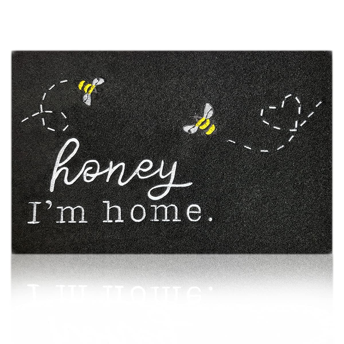 Large Door Mat Funny Front Doormat Kitchen Rugs Front Entrance Outdoor Indoor Bee Low Profile Non Slip Durable Rubber Doormats for Porch Patio Entry Kitchen Black 36X24 inch