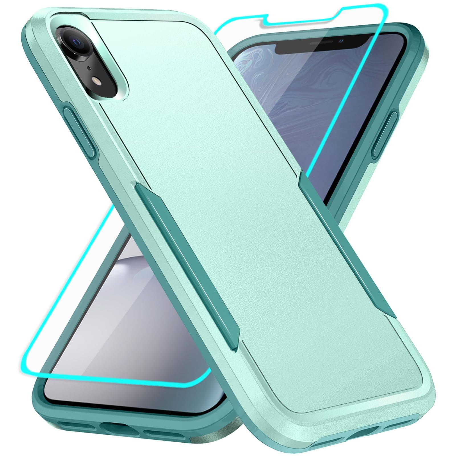 for iPhone XR Phone Case with Screen Protection: Heavy Duty Protective Shockproof and Scratch Proof Cell Phone case for iPhone XR-Green