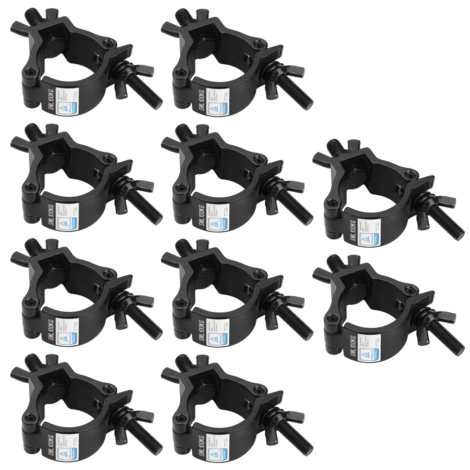 GBGS 10 Pack Black OD 2"Truss Clamps for DJ,Stage Light,Max Load 220lbs