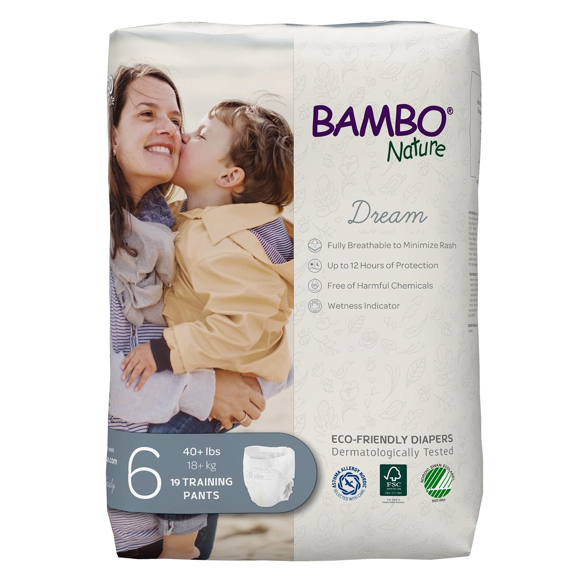 Bambo Nature Hypoallergenic Training Pants, Premium Eco-Labeled Training Pants, Totally Chlorine-Free, Skin Friendly - Size 6 (57 Count)