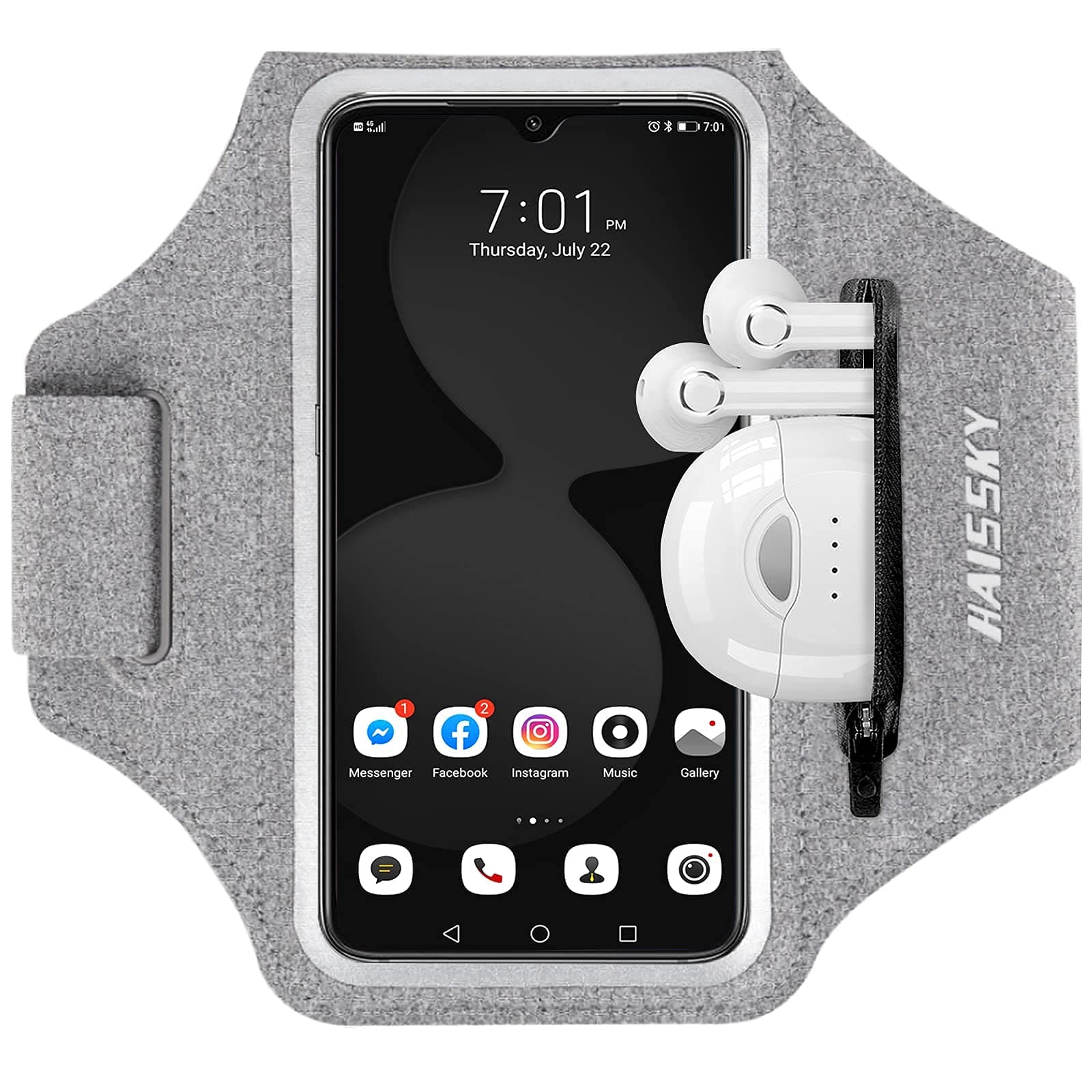 Running Armband with Earphone Bag Cell Phone Armband for iPhone 11/11 Pro/XR/XS/8/7, Water Resistant Sports Phone Holder Case with Touchscreen & Zipper Slot Car Key Holder for 6.5 inches Phone