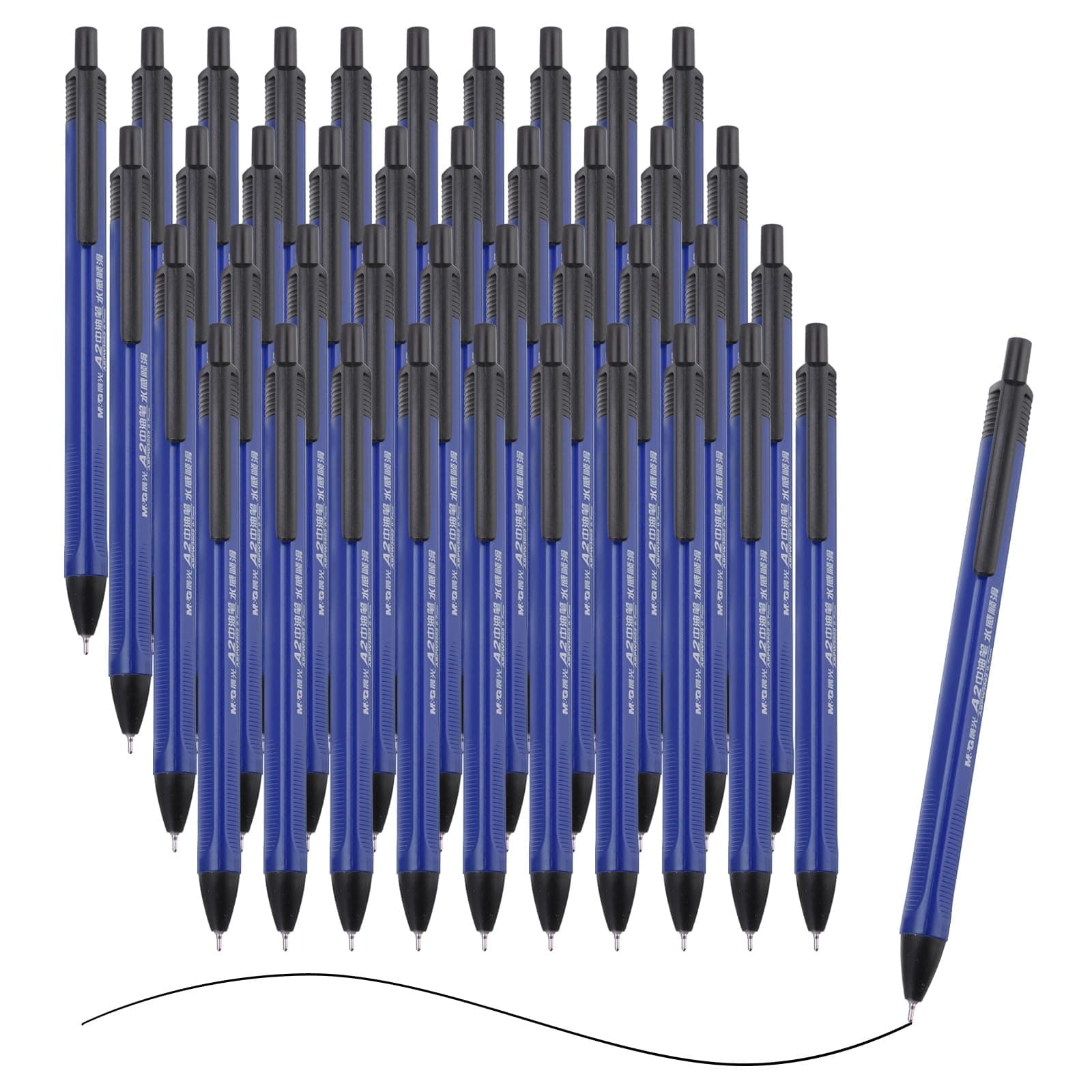 M&G Ballpoint Pen 0.7mm, 40pcs Retractable Fine Point Blue Ink Click Ball Point Pen Writing Supplies for Journaling Home Office Classroom, Blue