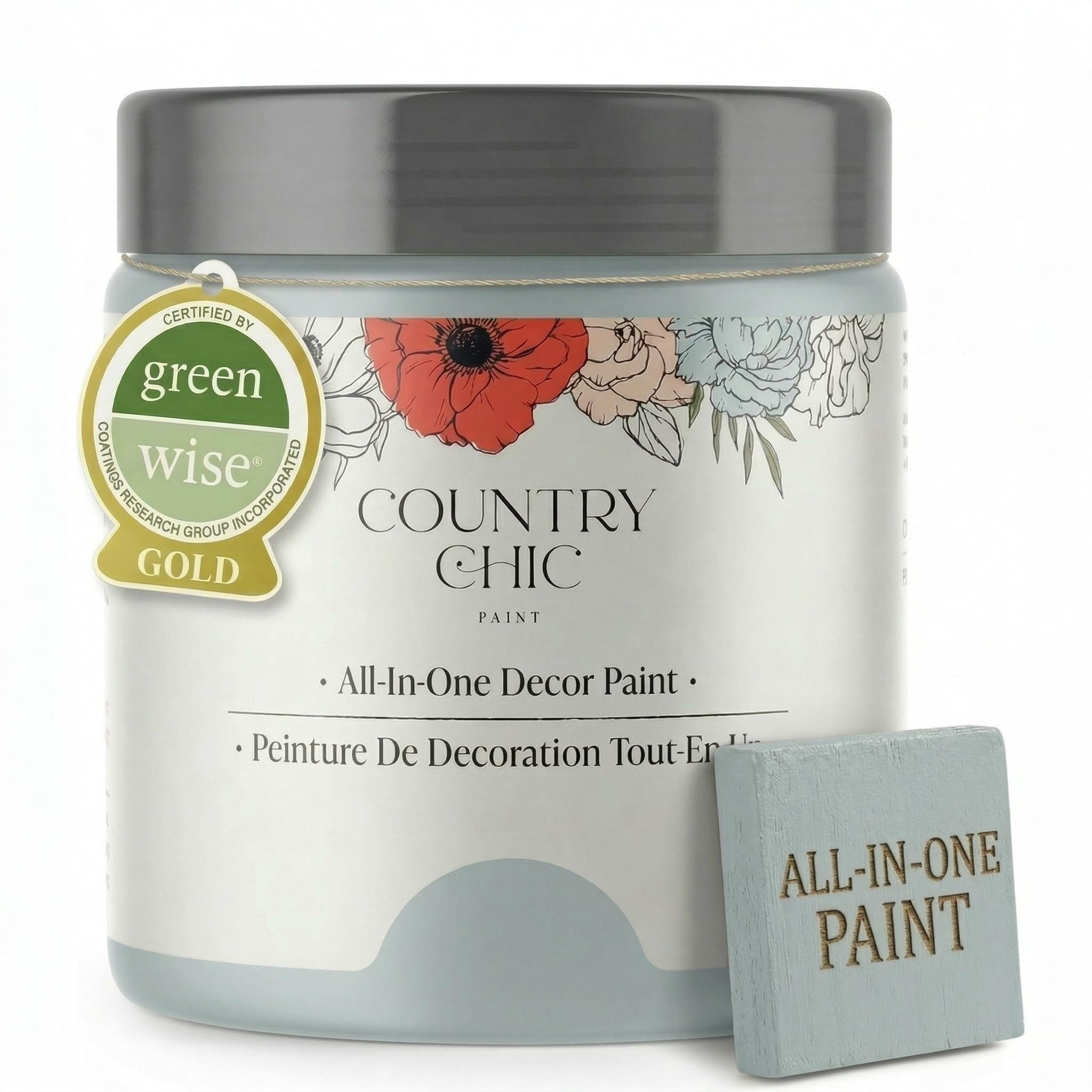Country Chic All-in-One Chalk Paint for Furniture, Cabinets, Home Decor, Eco-Friendly, Matte Finish, Built-In Primer & Top Coat for Wood, Metal - Belle of the Ball (Light Blue) - 4 oz (118 ml)