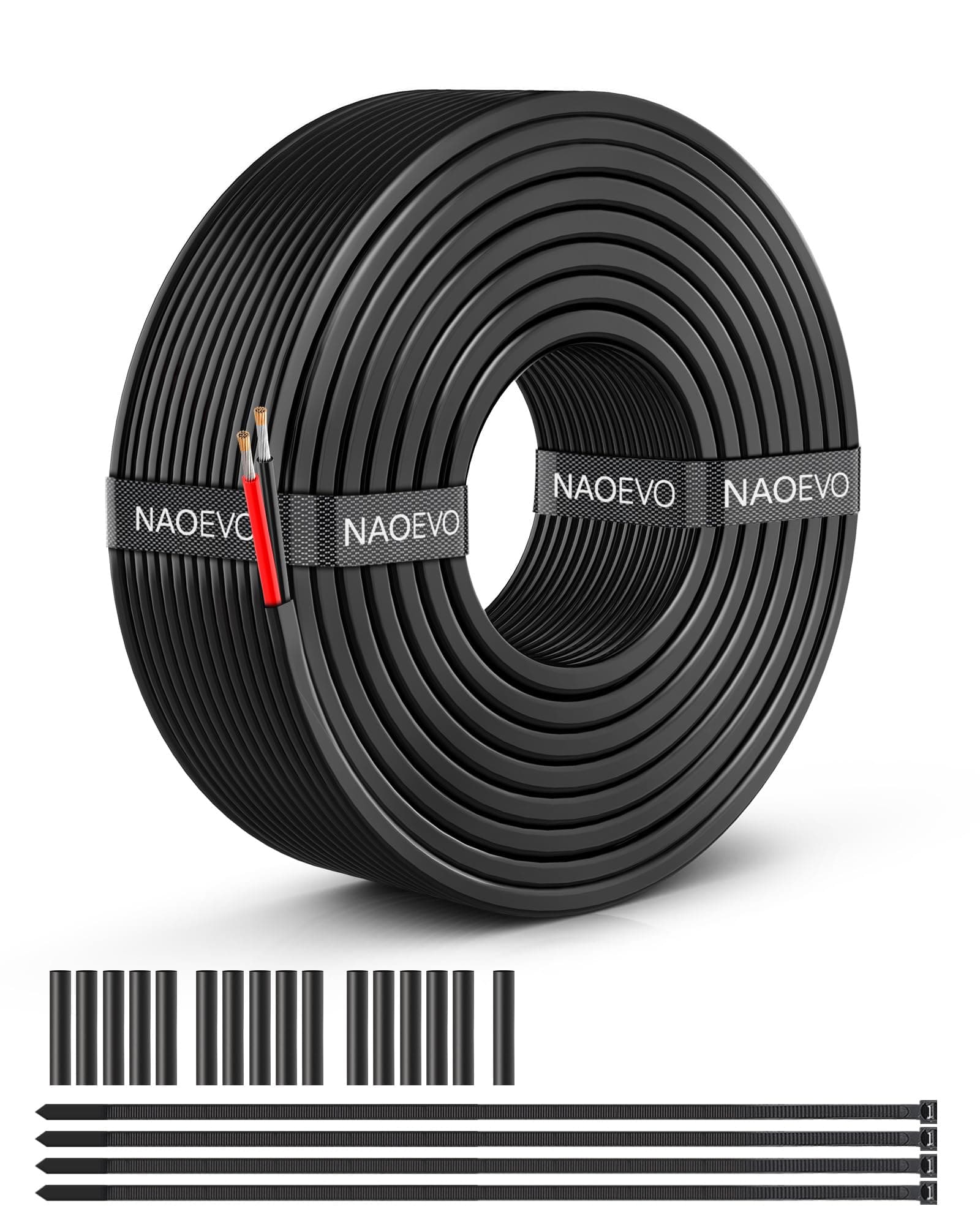 NAOEVO 14 Gauge Wire 2 Conductors, Tinned Copper Electrical Wire 12V, 30FT