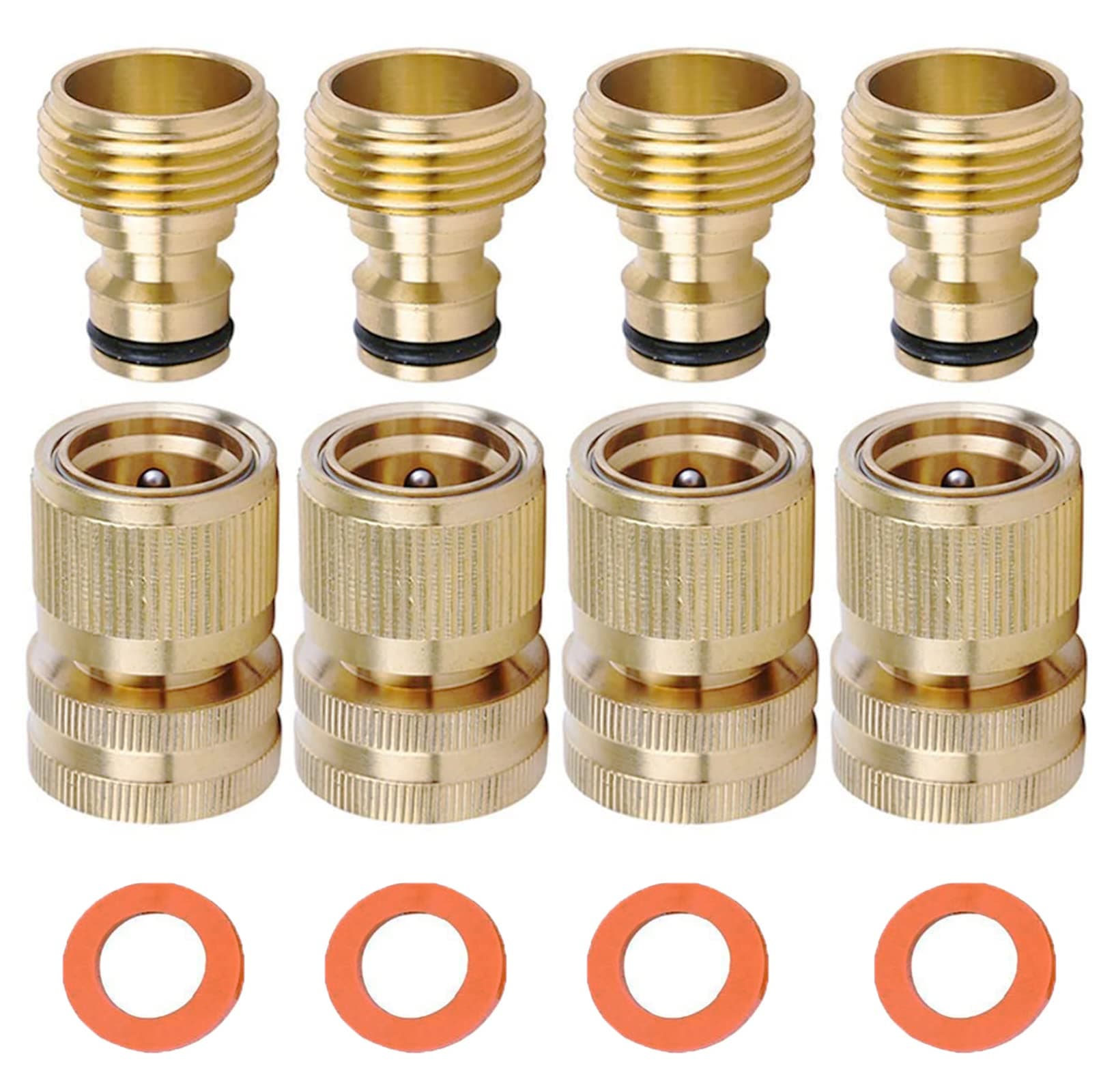 LIKAGE Brass Hose Quick Connect, 3/4 Inch GHT Garden Hose Quick Connector