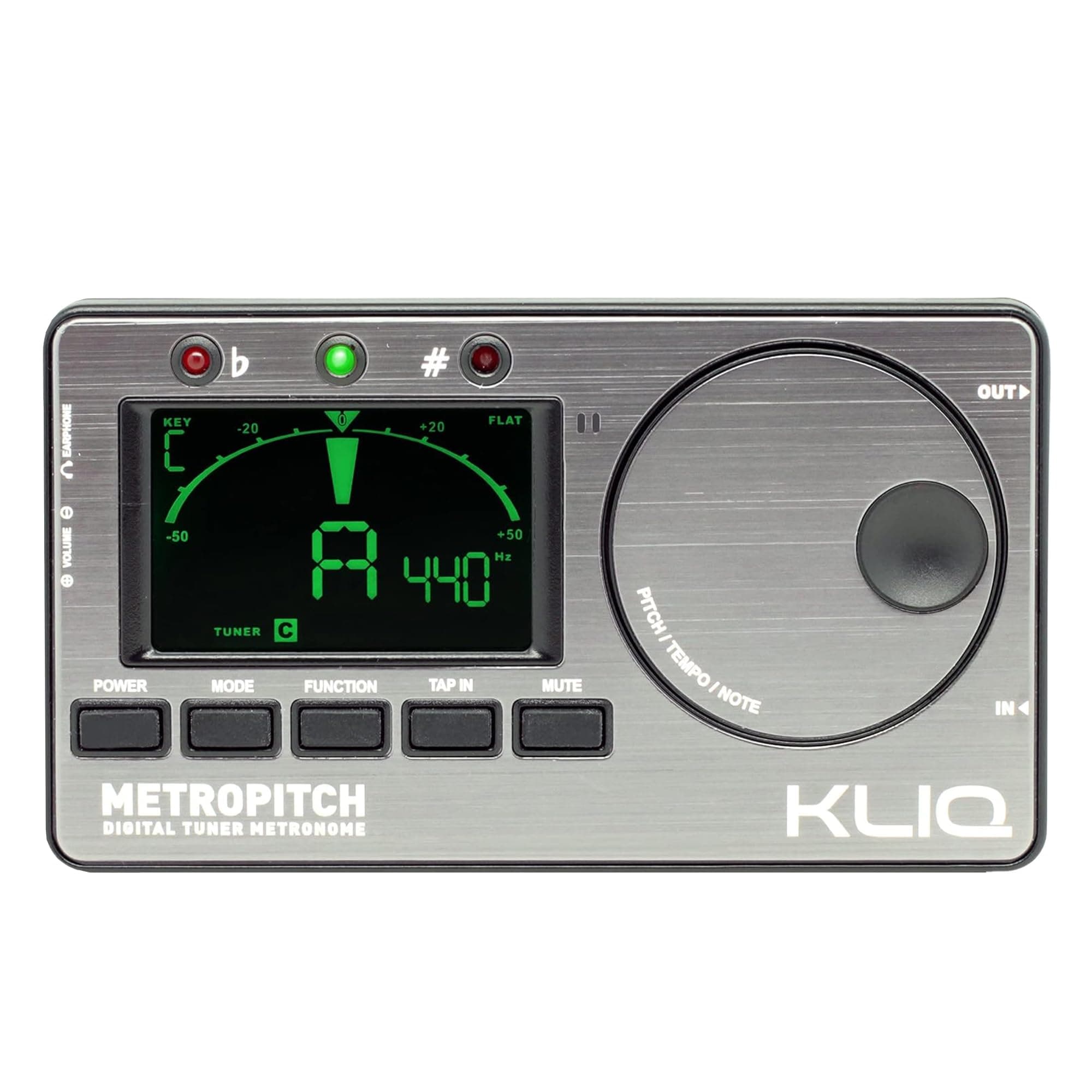KLIQ MetroPitch - Metronome Tuner for All Instruments - with Guitar, Bass, Violin, Ukulele, and Chromatic Tuning Modes (MetroPitch-Air, Pewter Grey)