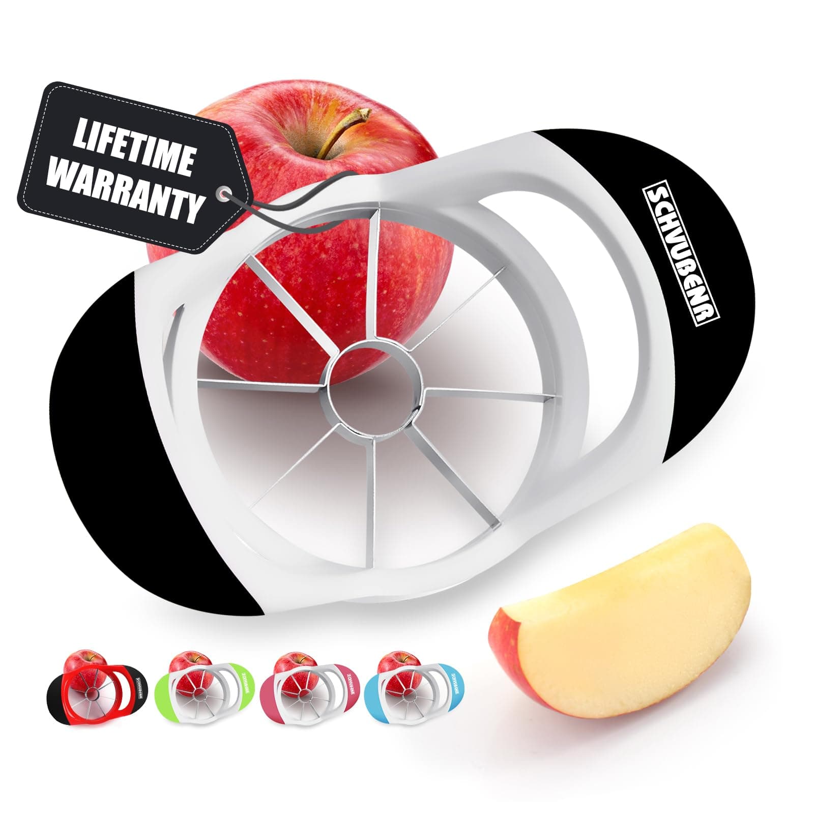 SCHVUBENR 3.5 Inch Apple Slicer - Professional Apple Cutter - Stainless Steel Apple Slicer and Corer - Super Sharp Apple Tool with 8 Blades (Black)