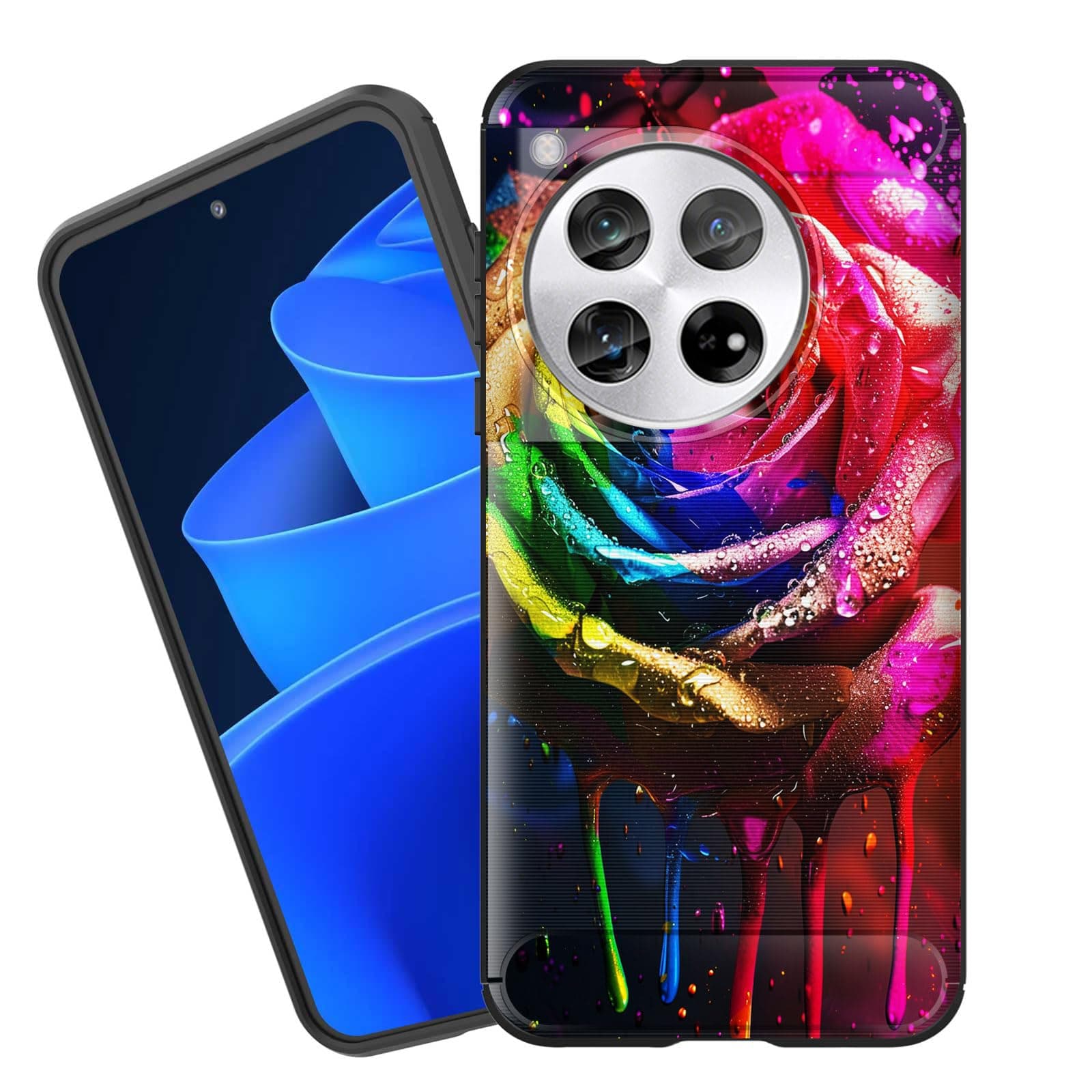 Vobber for OnePlus 12R Case,Premium Soft Silicone Rubber Full Body Drop Protection Shockproof Cover Phone Case for OnePlus 12R 6.78 inch 2024,Rainbow Rose