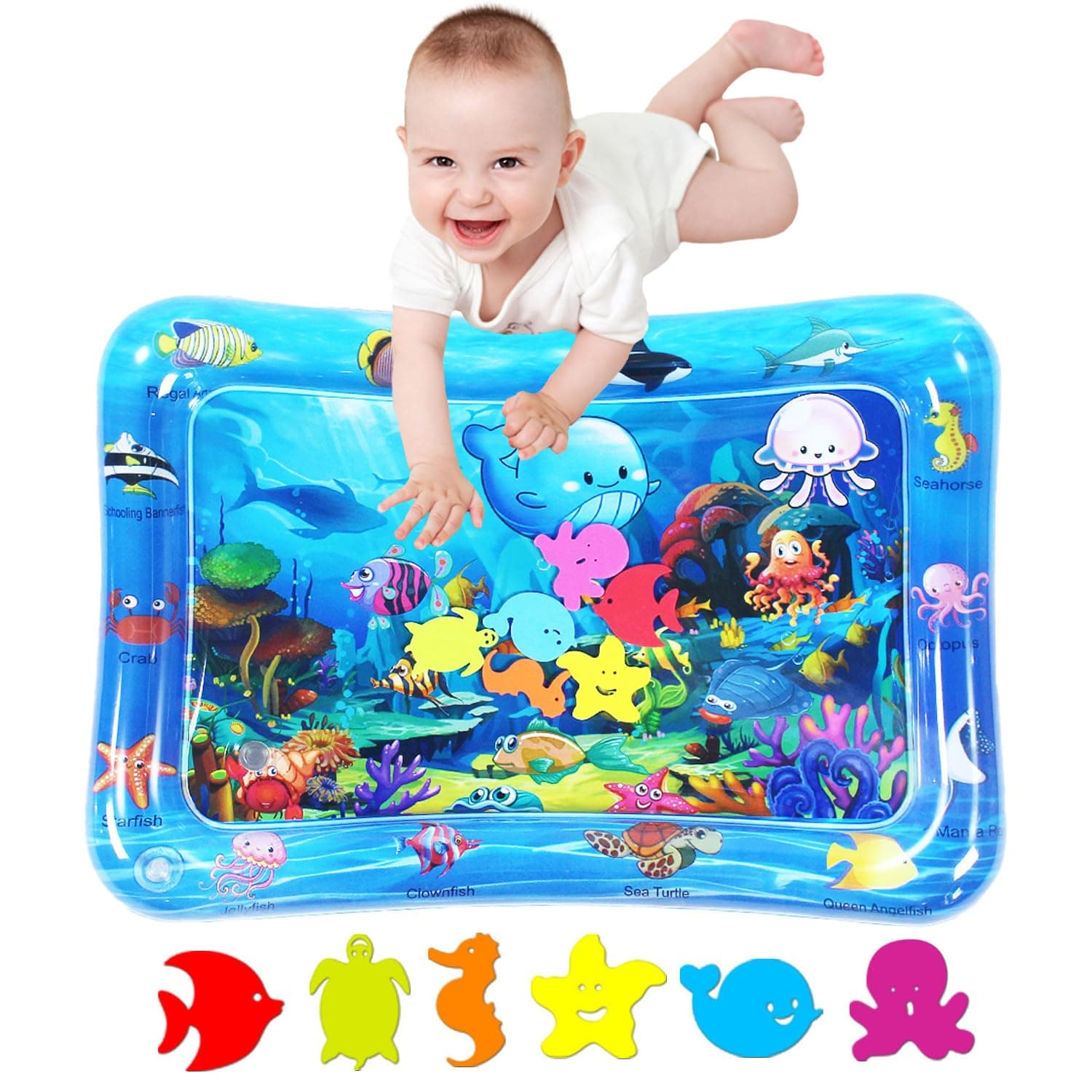 ZHUYNXIR Tummy time mats, Tummy Baby Toys, Inflatable Play Mat Water Cushion Baby Toys, Fun Early Development Activity Play Center for Newborn (27.5x20 in)