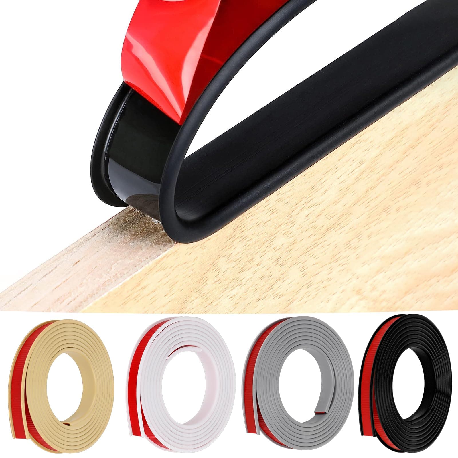U-Shape Edge Banding, HeiPen 16.4ft Self Adhesive Rubber Edge Trim, TPE Flexible Furniture Edge Protector for Wood Veneer Cabinet Repair Furniture Restoration (1, Black, 30mm*5m)