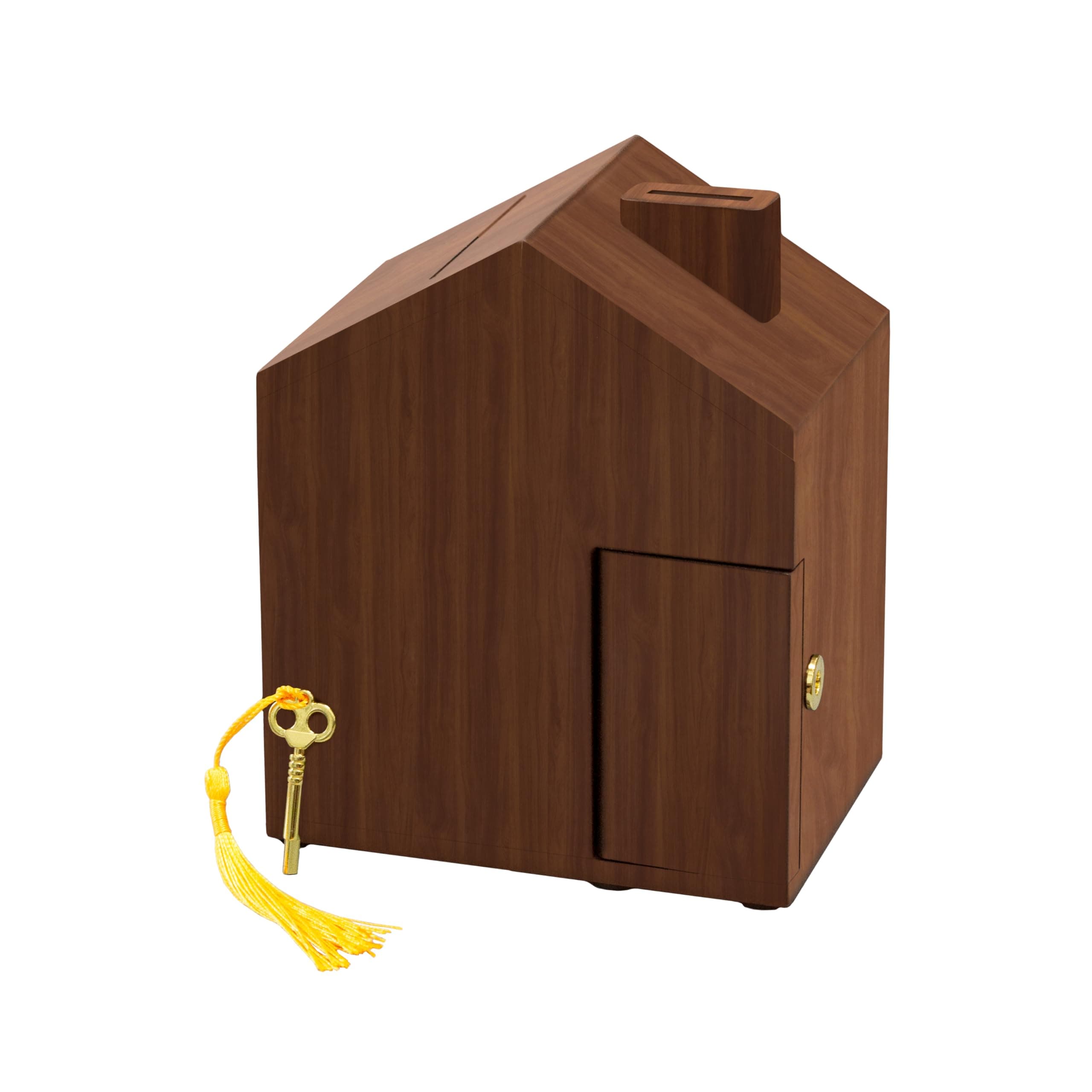 FMYSUSUXY Vintage Unique Wooden Coin Small House Piggy Bank Home Office Desktop Decorations Multifunctional Deposit Gift