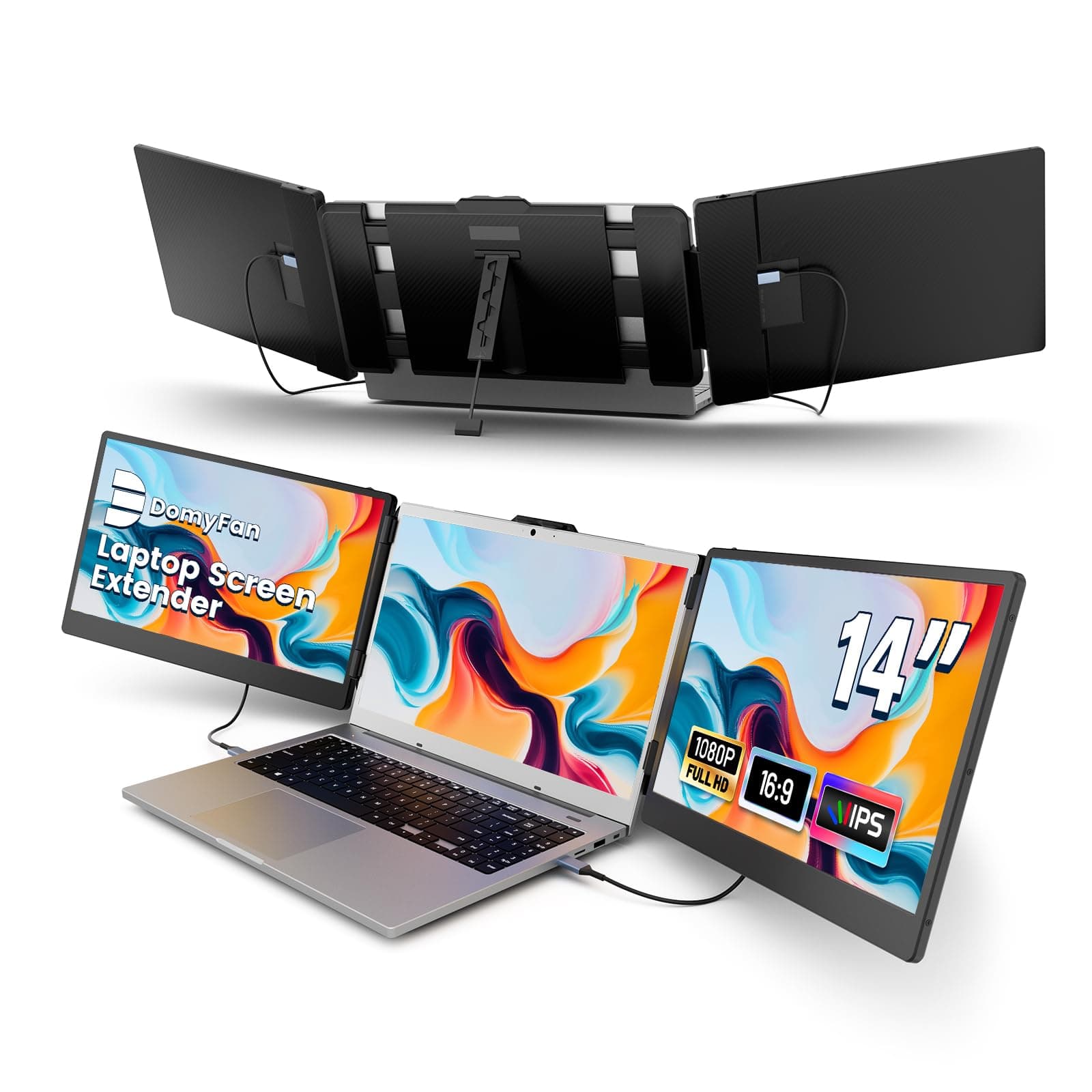 domyfan 14" Triple Portable Monitor Extender