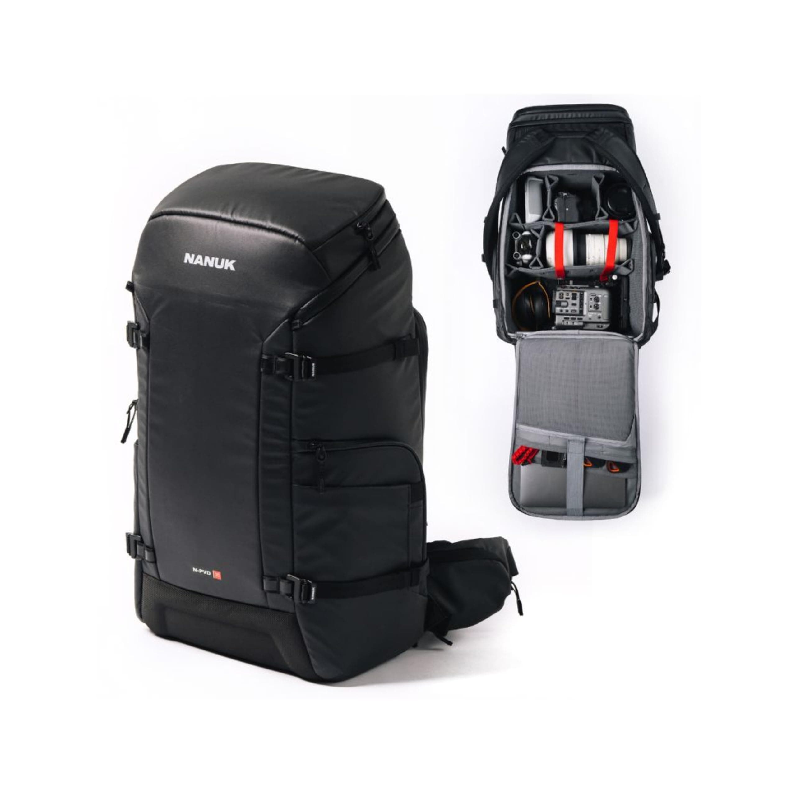 NANUK N-PVD 35L Camera Backpack – Water-Repellent with Rain Cover, Fits 2-3 Cameras, Drone, 16" Laptop Compartment – Black