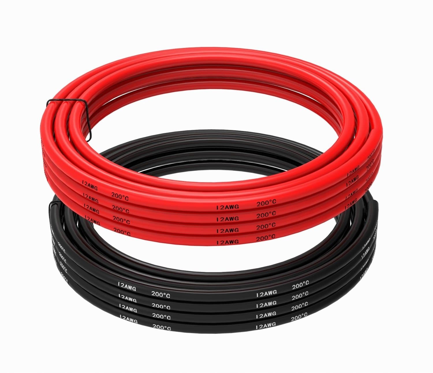 TUOFENG 12 Gauge Electrical Wire 20 feet/6.1m [10ft/3m Black and 10ft/3m Red] Tinned Copper Wire Stranded Wire - 12 AWG Silicone Wire - Flexible Silicone Wire Works Well for RC car, Drone