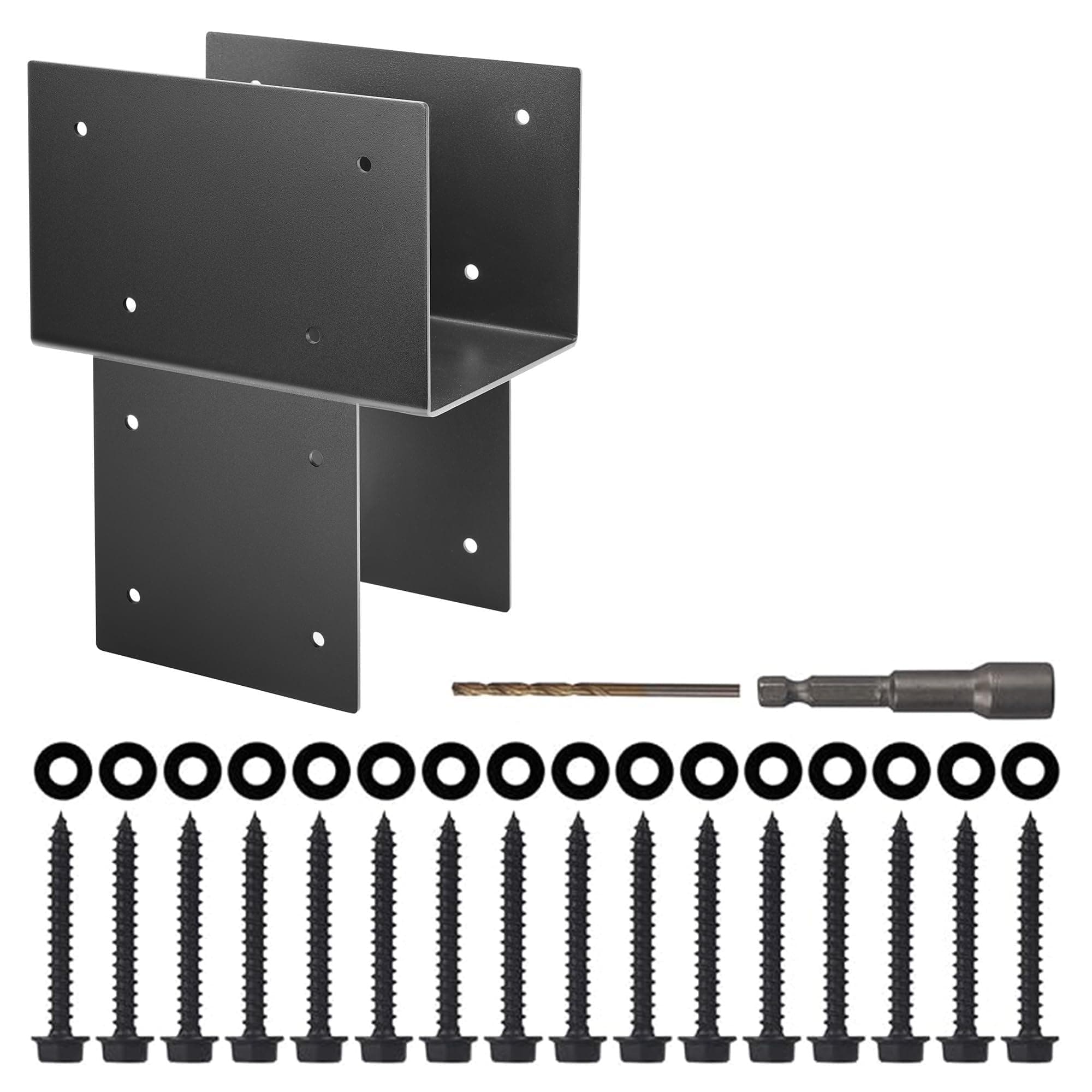 Yartro 1 Pack 6"×6" Heavy-Duty Post Caps Tie Bracket(Actual 5.5"x5.5"), High-Carbon Steel Wood Beam Support Bracket for Connecting Wood Beam to Pergola, Deck Patio Post (Black)