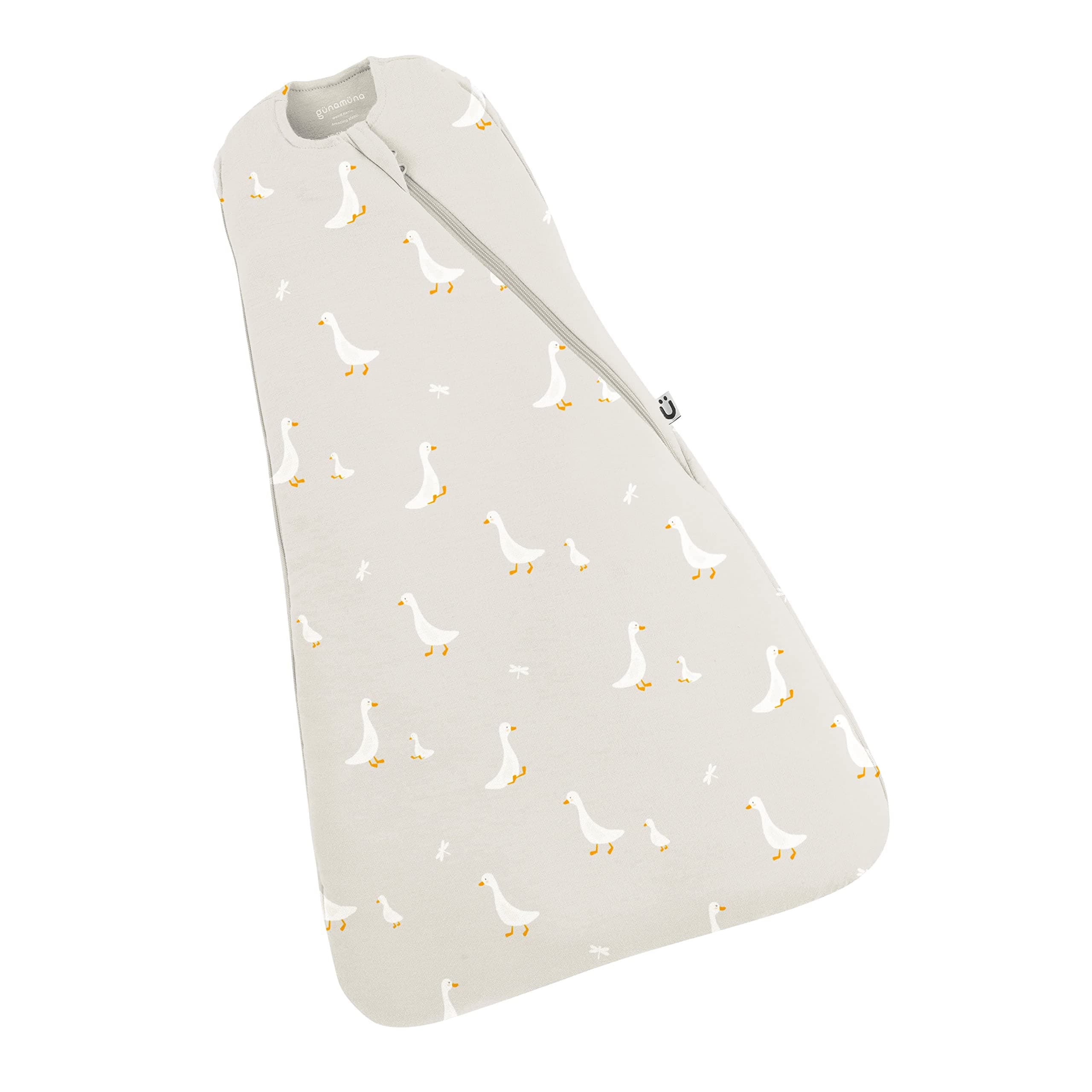 GUNAMUNA Wearable Baby Swaddle | Sleep Bag Duvet with Easy Diaper Zipper | 0.5 TOG | Goose
