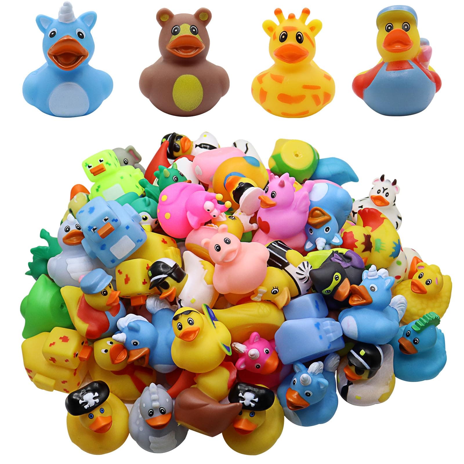Rubber Ducks Bath Toy Assortment Bulk Floater Duck for Kids Birthday Gifts