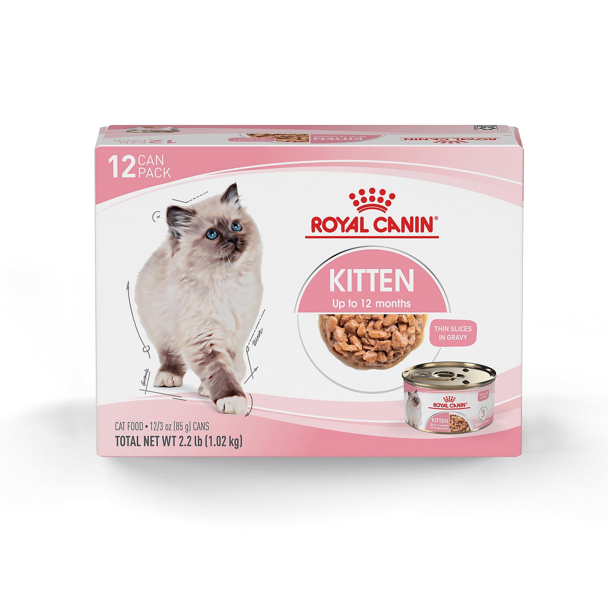 Royal Canin Feline Health Nutrition Kitten Thin Slices in Gravy Cat Food, 3 oz (Pack of 12)