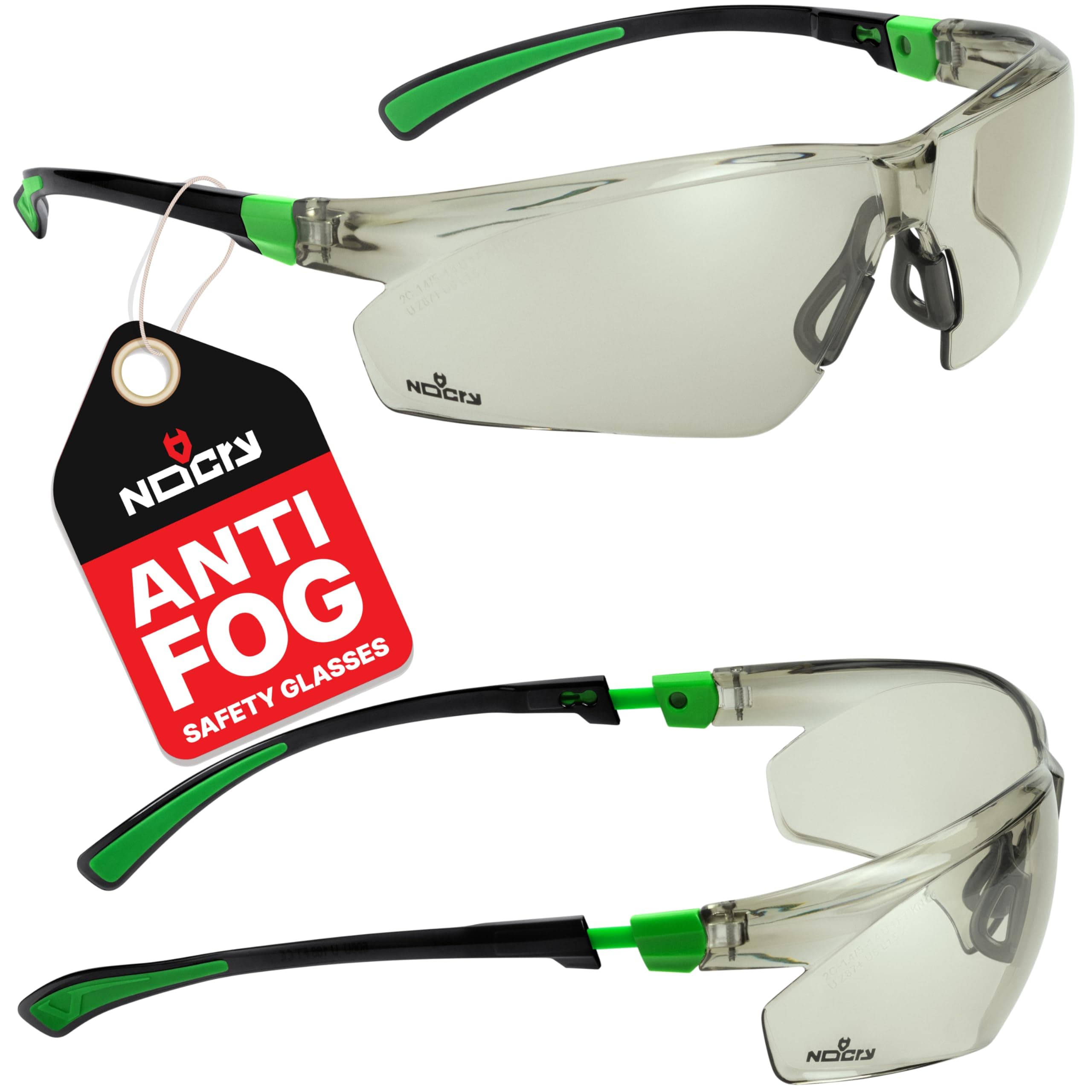 NoCry Tinted Safety Glasses for Men and Women with Anti-Fog and Scratch Resistant Wrap-Around Lenses — Adjustable Temples and Nose Pads — 100% UV Resistant, ANSI Z87.1 Certified Protective Eyewear