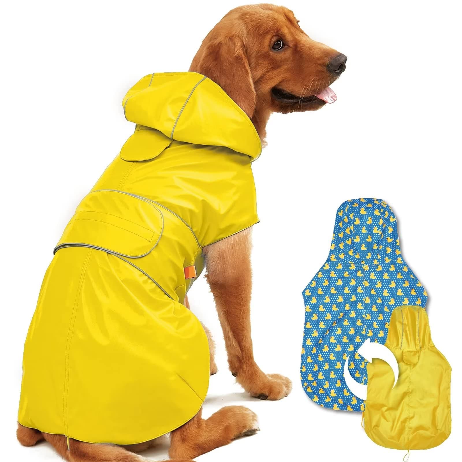 Kimee Dog Raincoat Waterproof Dog Rain Jacket for Small to 3X-Large Dogs, M