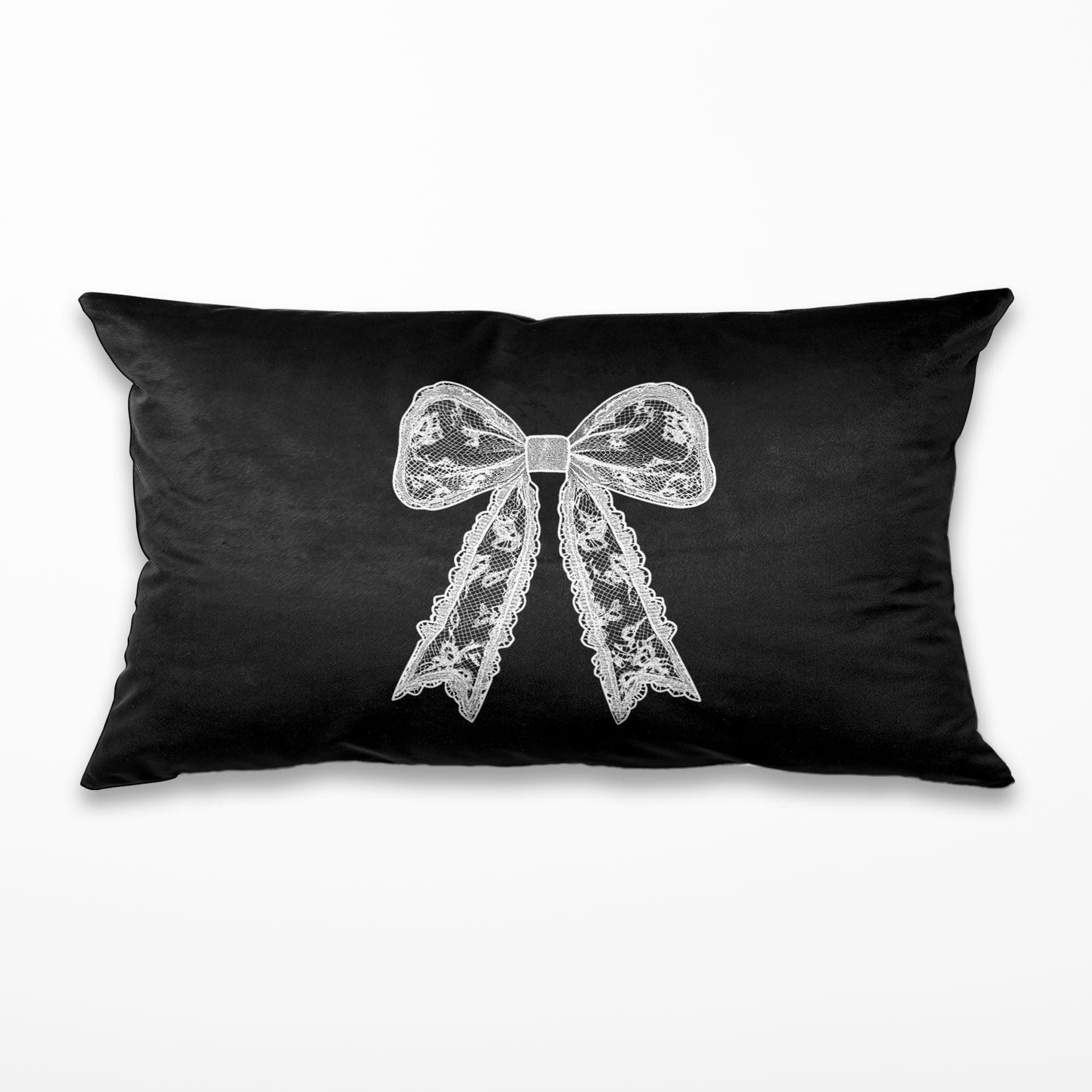 TopXmai Coquette Lace Bow Print Pillow Covers 20x12, Preppy Girly Room Decor Aesthetic, Black and White Floral Lace Bow Pillow Covers for Room Dorm Apartment Decor