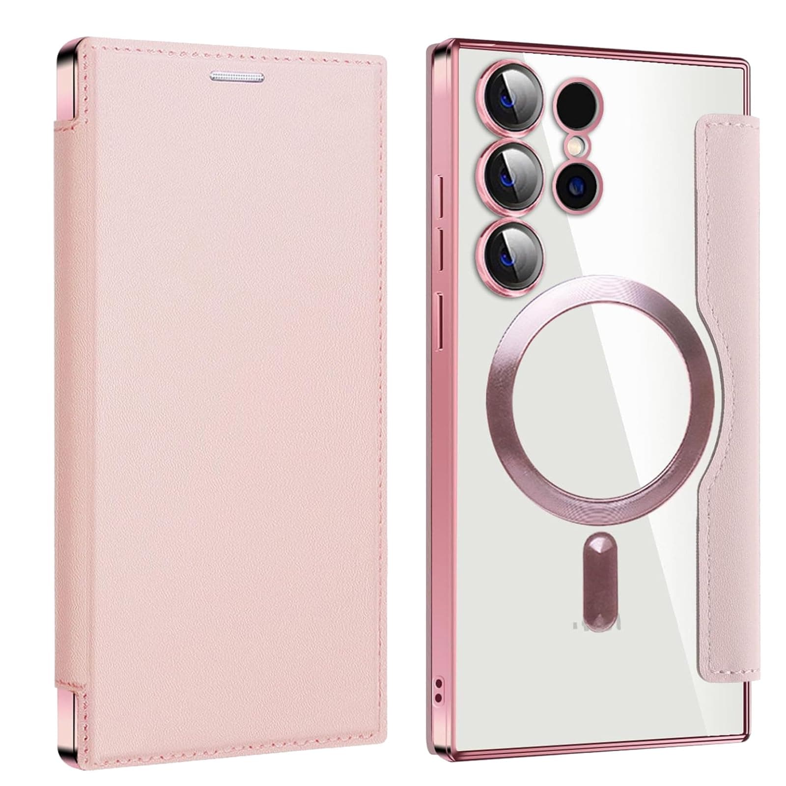 Stylistory Phone Case, 2025 New Personalized Leather Texture Flip Phone Case for Samsung, Stylistory Leather 𝐏hone 𝐂ase for Samsung S24/S23/S22 Ultra 𝐂ase (Pink,S24)