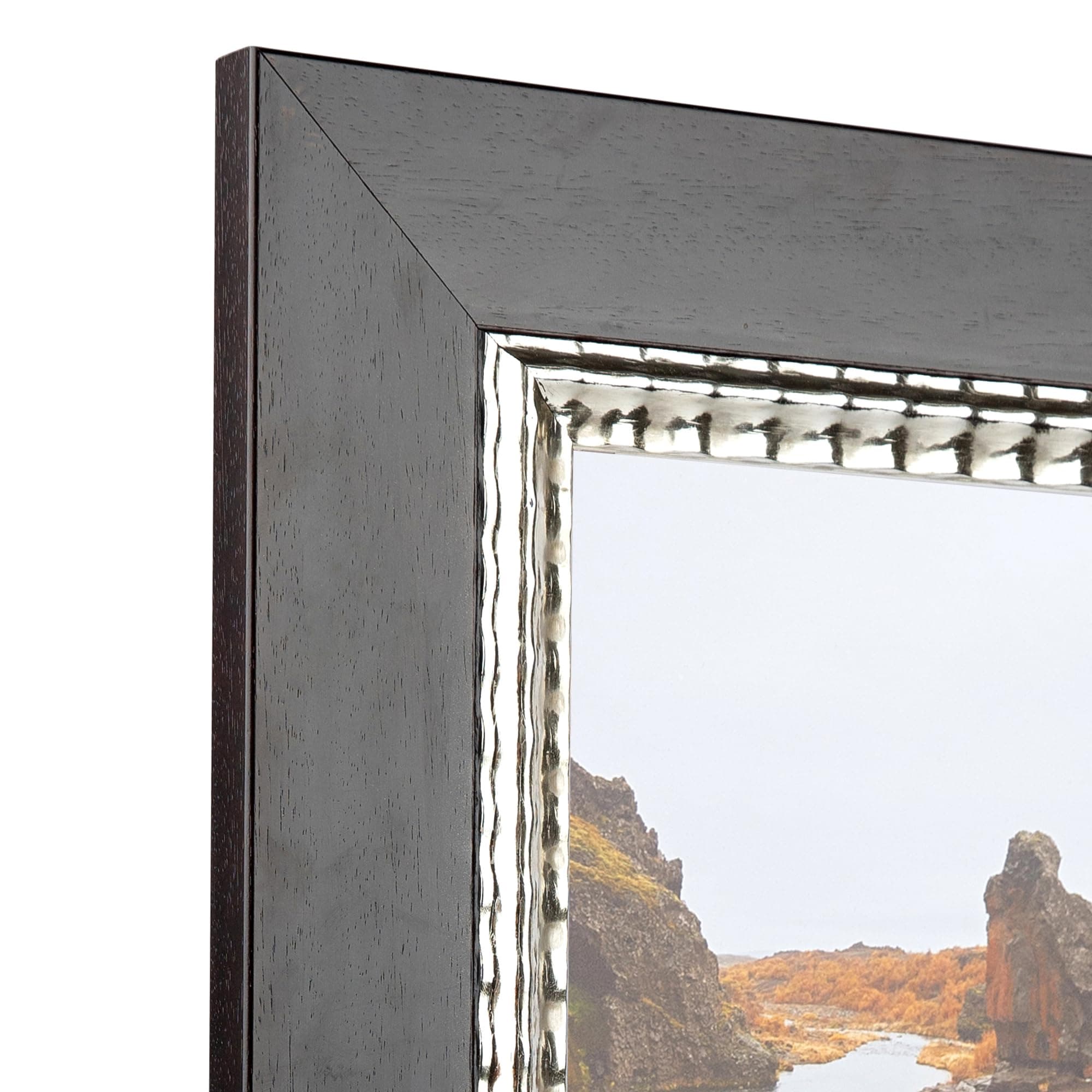 ArtToFrames 9x26 Inch Silver Picture Frame, This 3.94 Inch Custom Poster Frame is Espresso with Silver Lip - Comes with Economy Acrylic and Corrugated Backing (2WOMG710837-9x26)