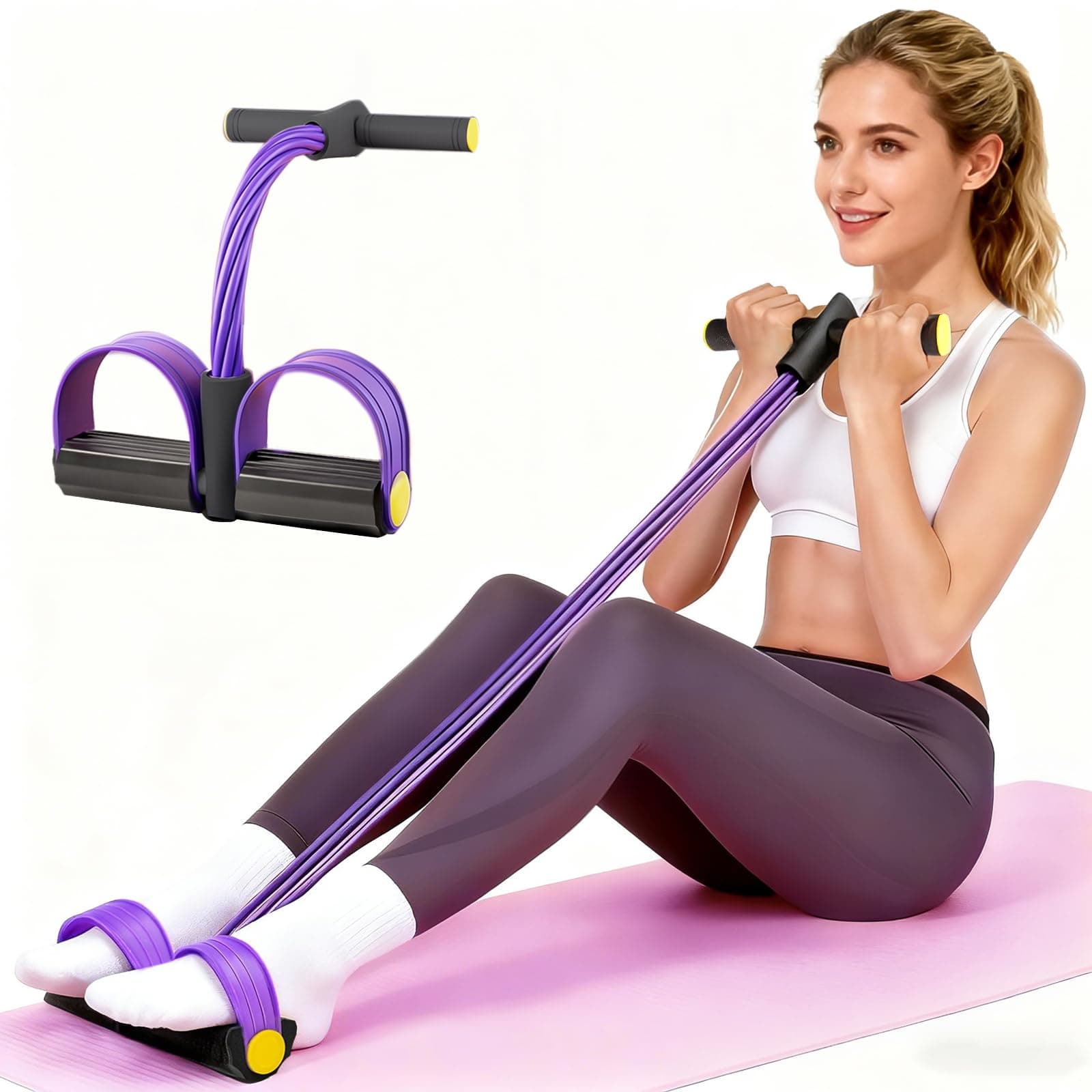 Pedal Resistance Band with Handle, Upgraded 6-Tube Exercise Bands