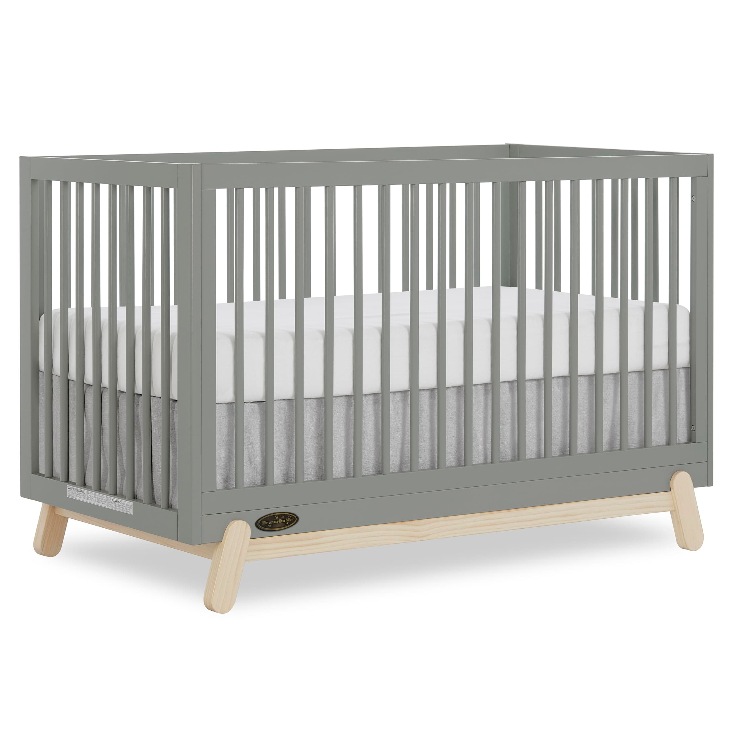 Dream On Me Hygge 5-in-1 Convertible Crib in Sea Grass&Vintage Oak, JPMA & Greenguard Gold Certified, Converts from Baby Crib to Toddler Bed, Daybed/Kids Sofa and Full-Size Bed