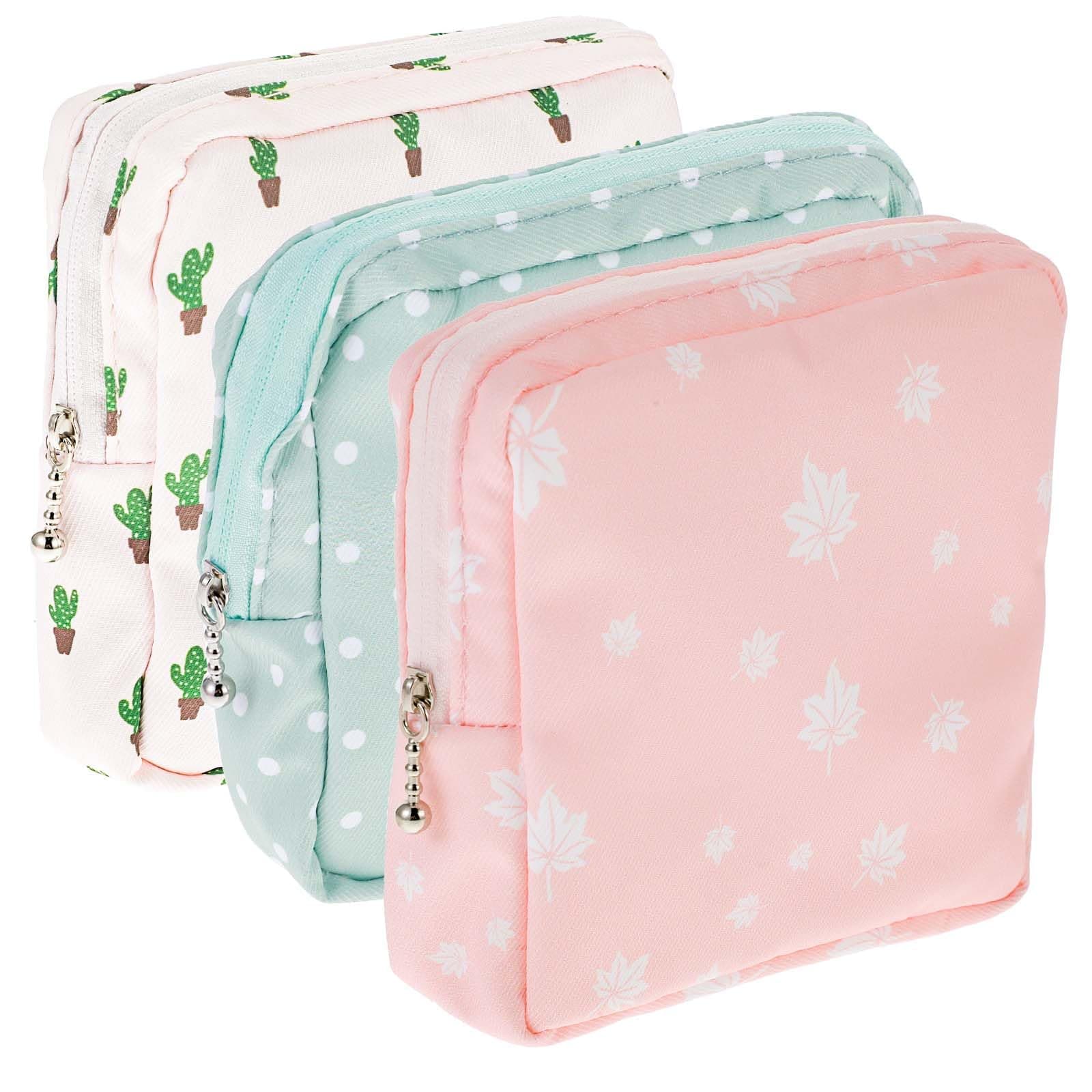3 PCS Sanitary Pad Storage Bag Portable Period Bag for Teen Pads/Sanitary Napkins/Tampons, Sanitary Napkin Storage Bag First Period Gifts for Teen Girls School, Daily Hygiene Bag Travel Containers