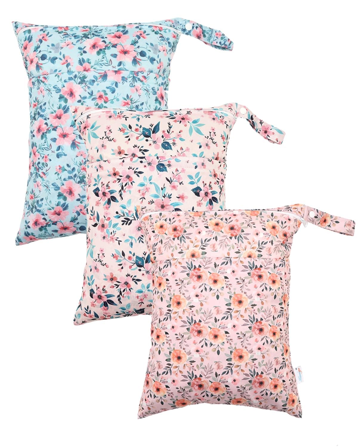 Kawigo Wet Dry Bag 2 Pack Waterproof Diaper Swimsuit Wet Clothes Two Zipper Pockets Travel Beach Pool Yoga Gym Bag 2L12a