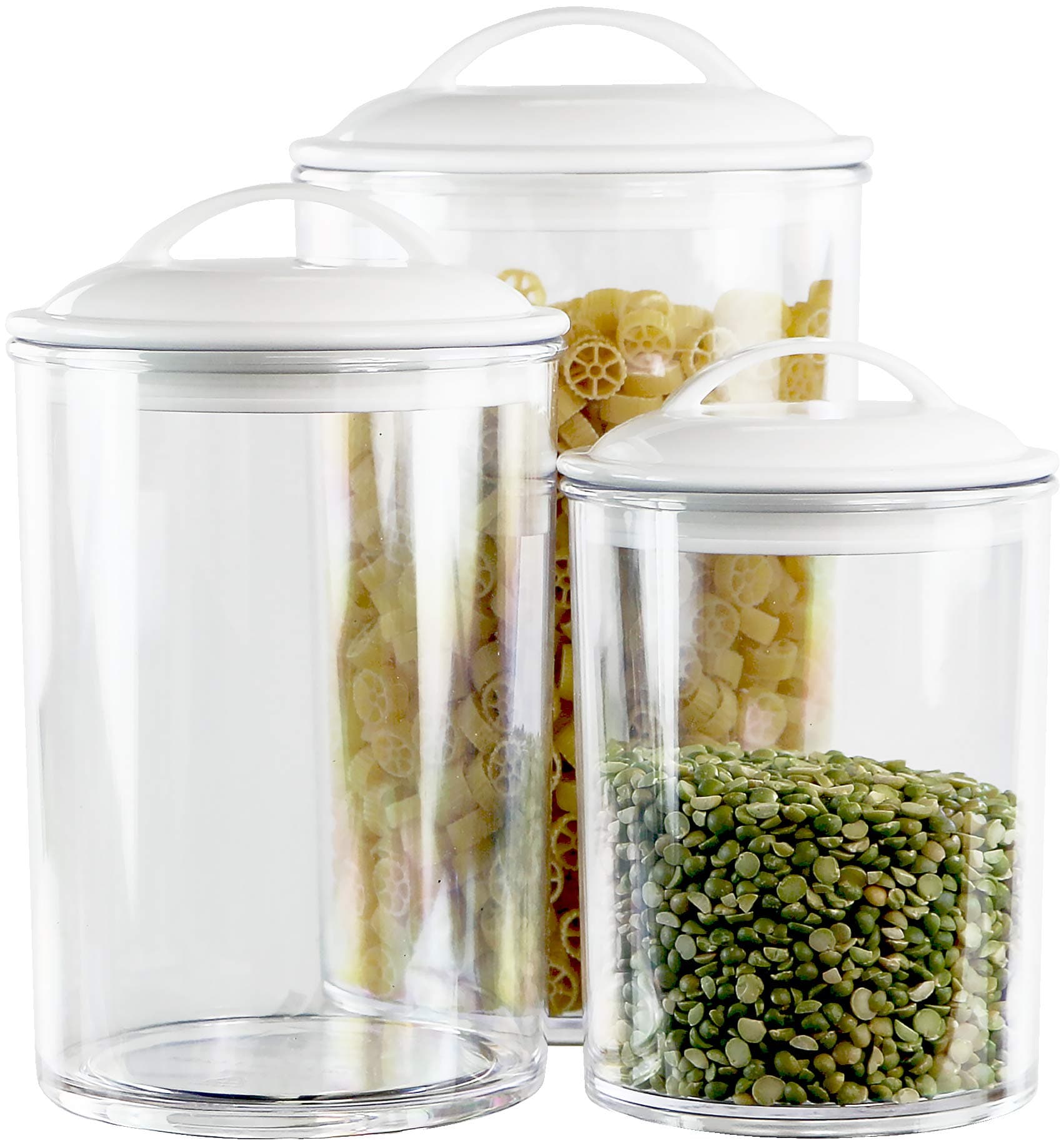 Reston Lloyd Calypso Basics 3-Piece Acrylic Canister Set, White Lids
