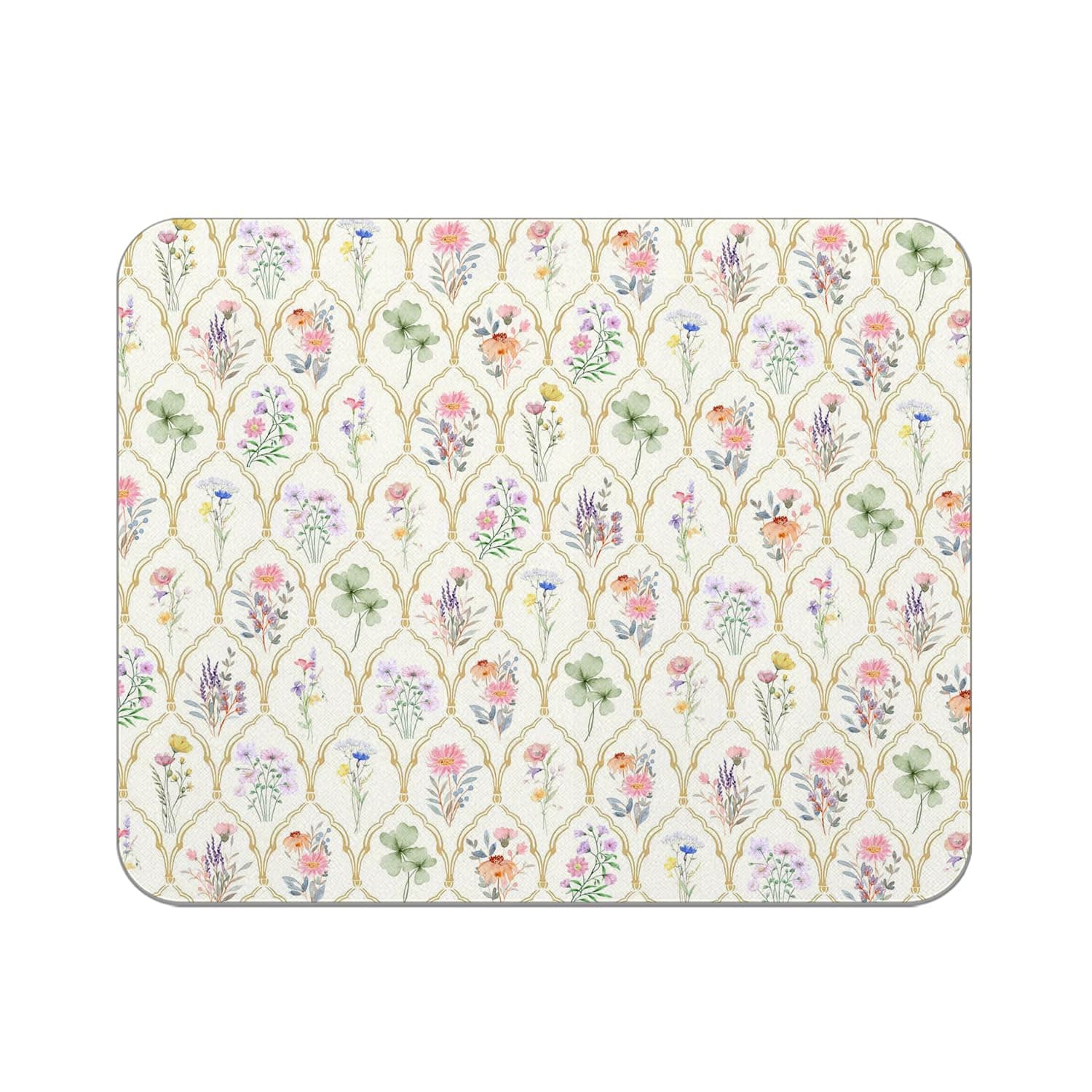 Trenstise Beige Spring Floral Mouse Pad for Desk, Rustic Vintage Wildflower Botanical Mousepads for Wireless Mouse Computers Laptop Home Office Supplies Accessories, 9.5x7.9 Inch