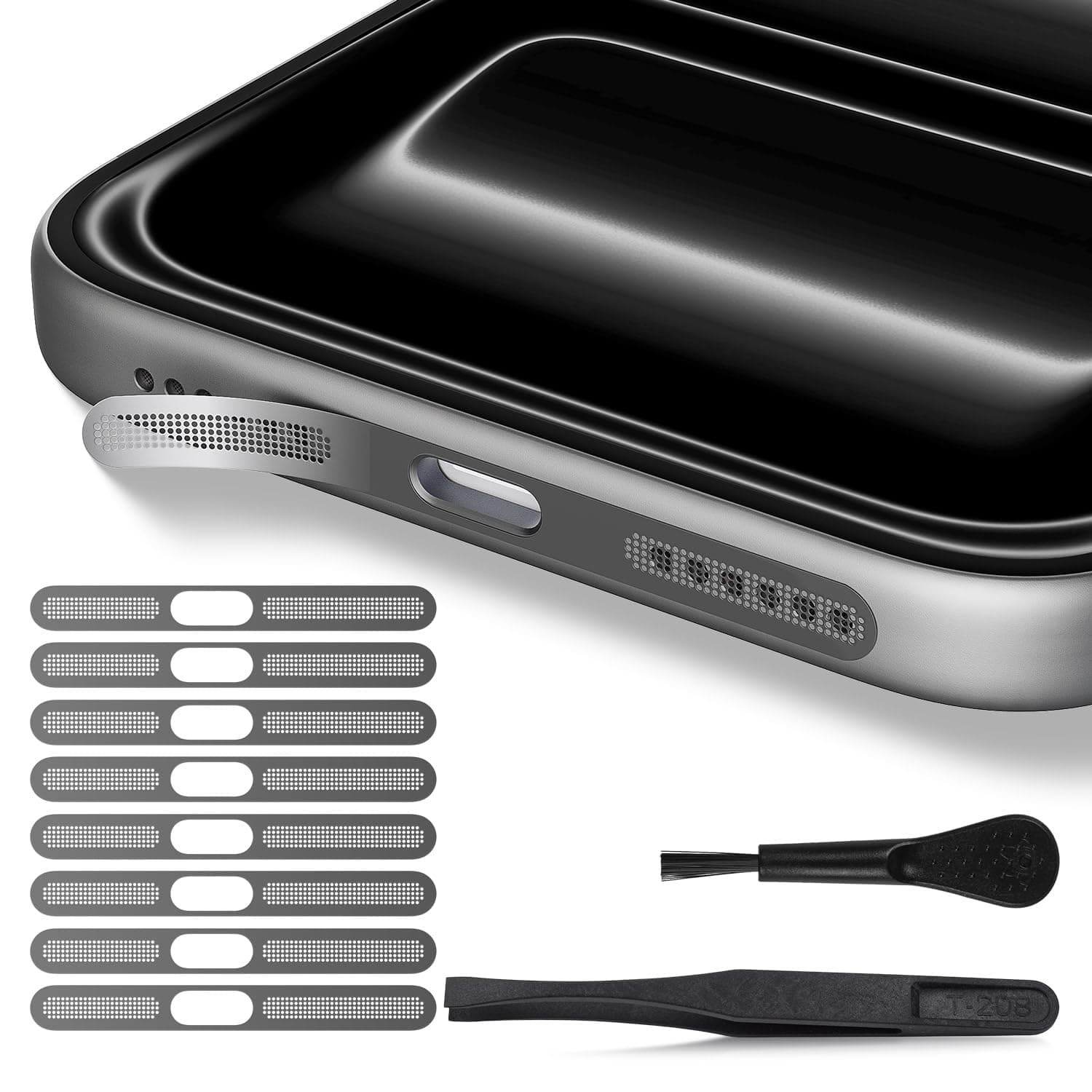 8PCS iPhone Speaker Dust Cover Protector Compatible with iPhone 17 Pro Max Earpiece Speaker Mesh Anti Dust Adhesive Sticker, iPhone 17 Pro Max Accessories, Silver