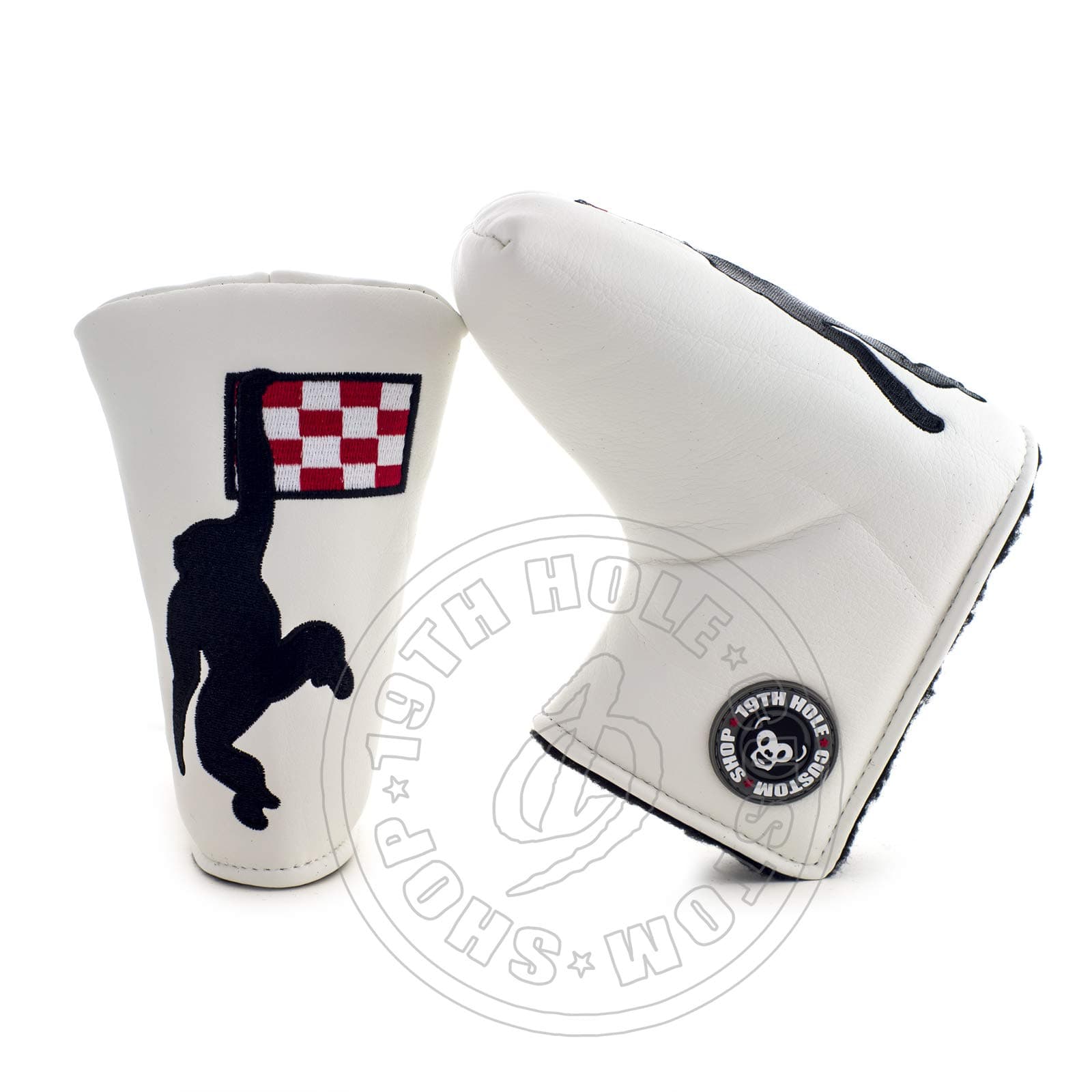 19th Hole Custom Shop Dancing Monkey Golf Headcover for Blade and Midsize Mallet Putter, White, Head Cover