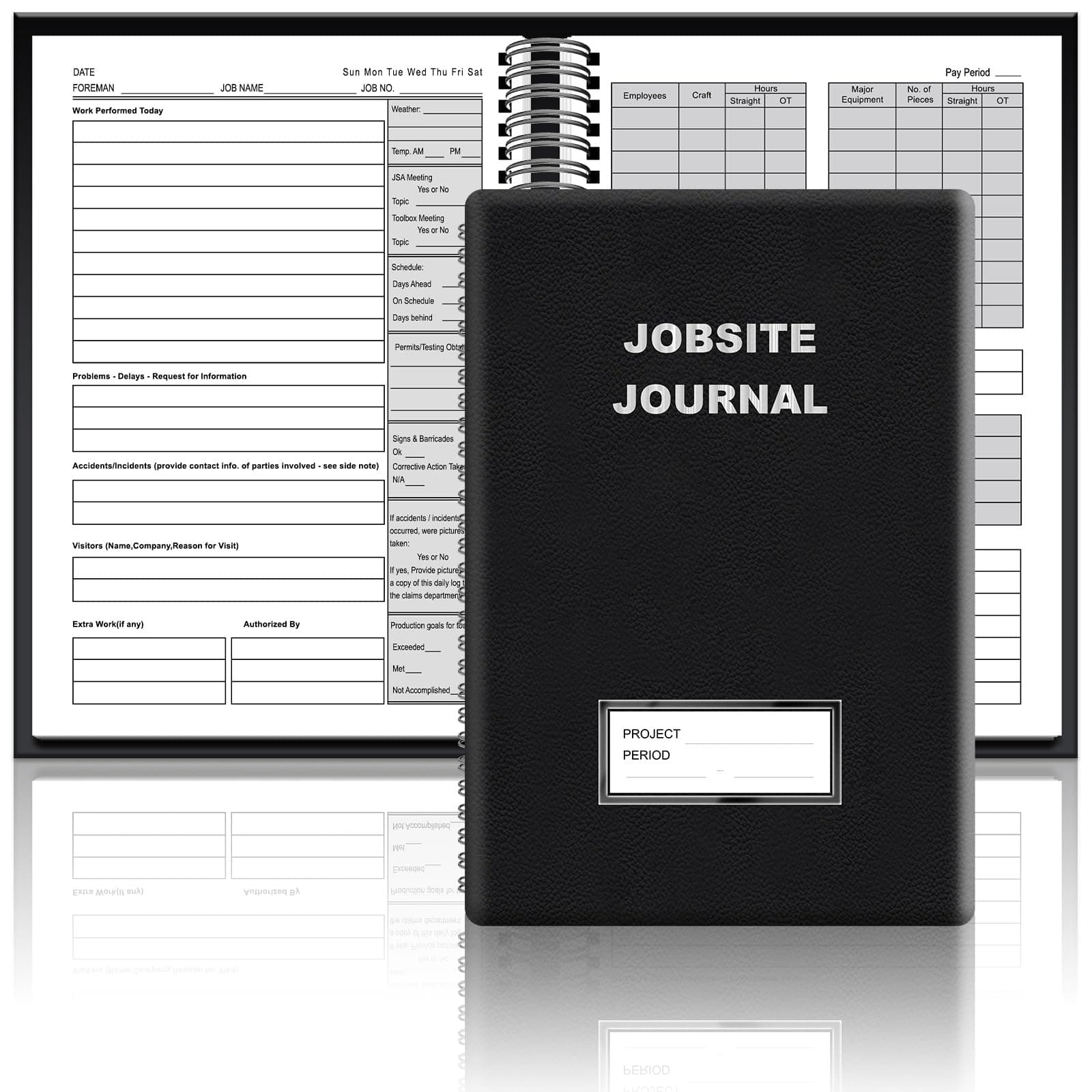 chiazllta Jobsite Journal 7x10in Undated Construction Daily Log Notebook