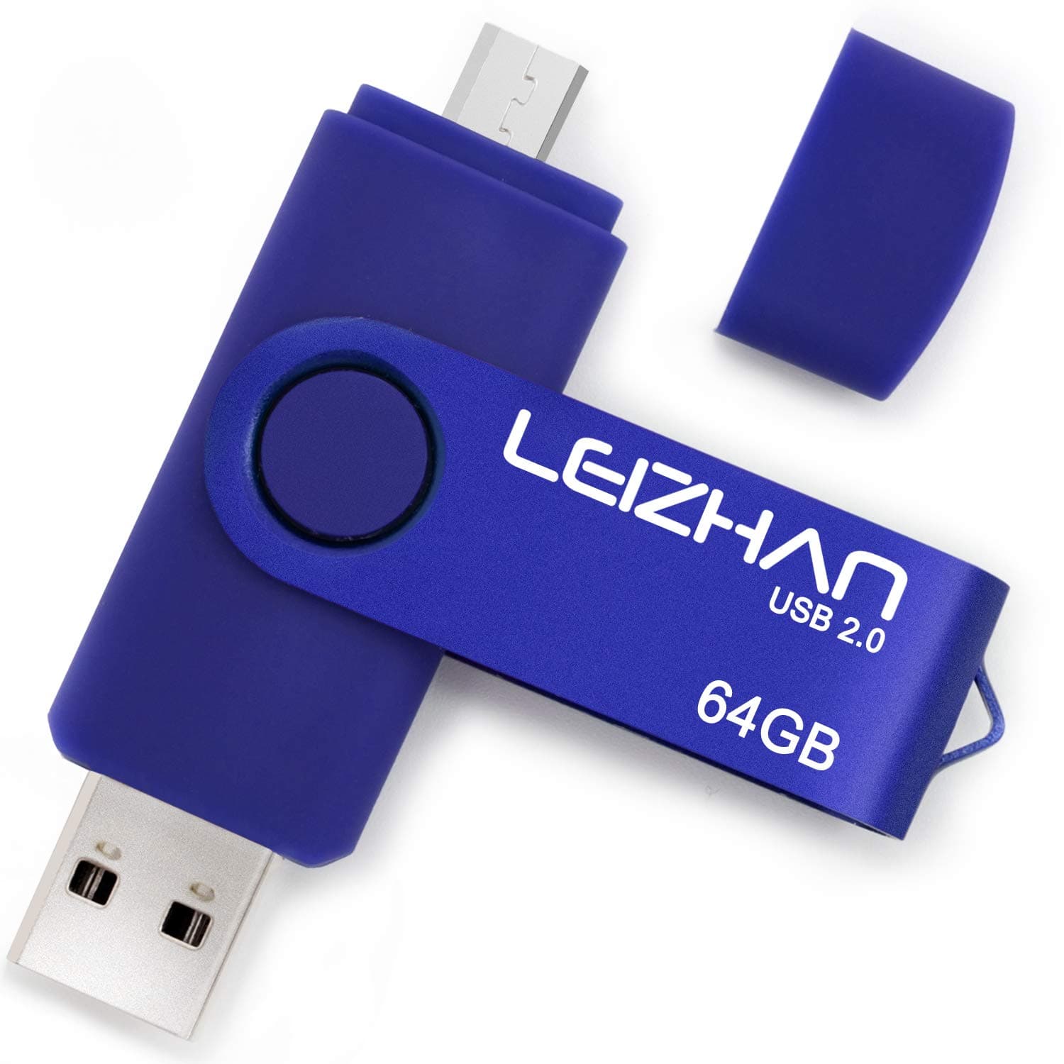 leizhan 64GB Flash Drive Micro Pen Drive Blue Android Phone Pendrive USB 2.0 Memory Stick for Samsung Galaxy, Xiaomi,LG,Sony, One-Plus,HTC, Meizu