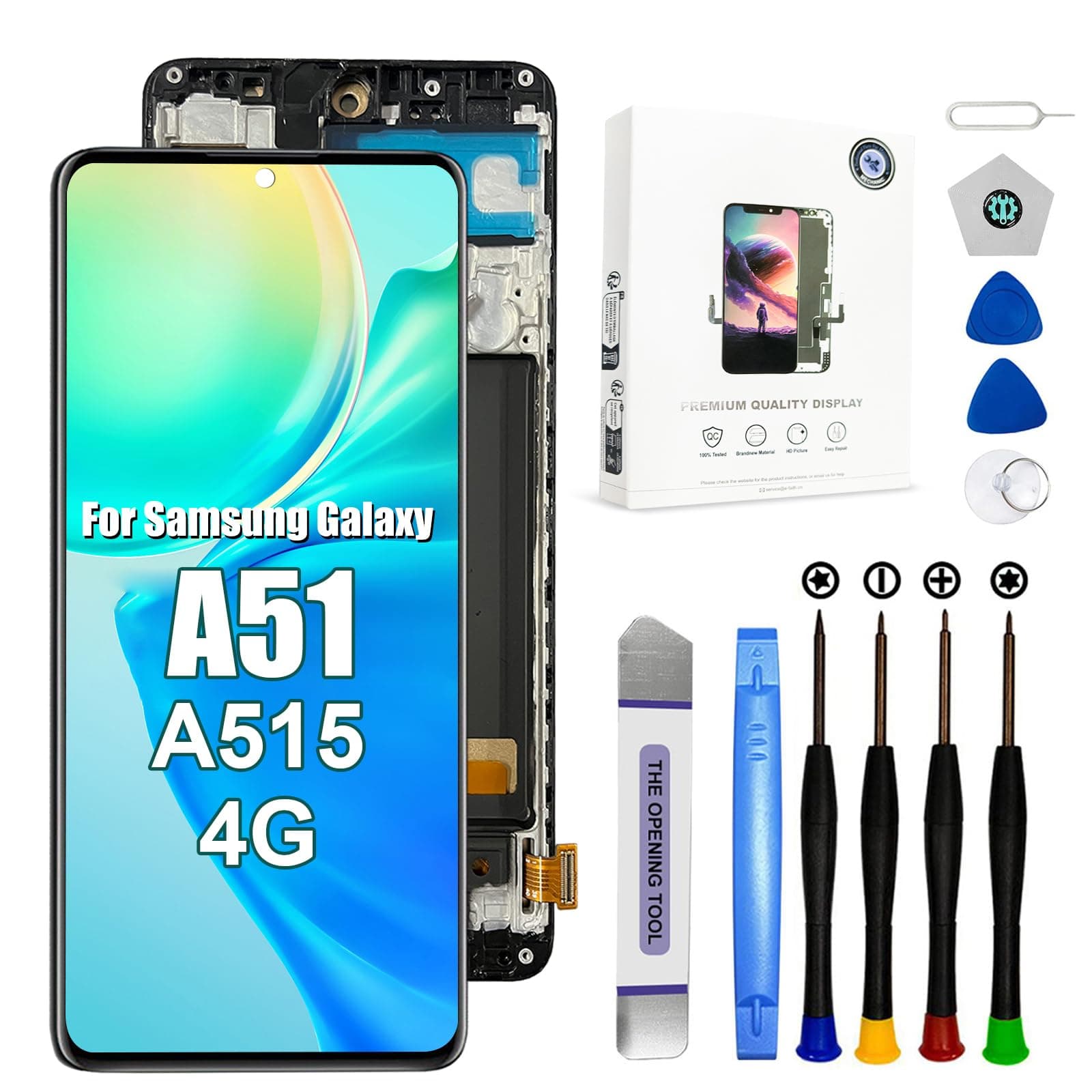 EFAITHFIX for Samsung Galaxy A51 Screen Replacement with Frame