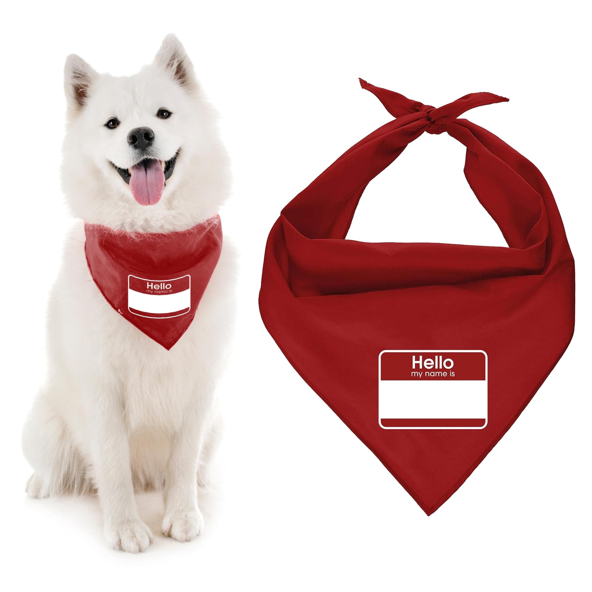 Parisian Pet Red Dog Bandanas - Adjustable My Name is Puppy Bandana - Summer Dog Accessories - Breathable and Stylish Dogs Kerchief - Triangle Pet Scarves - Large Dogs Bandana - Bib for Pets