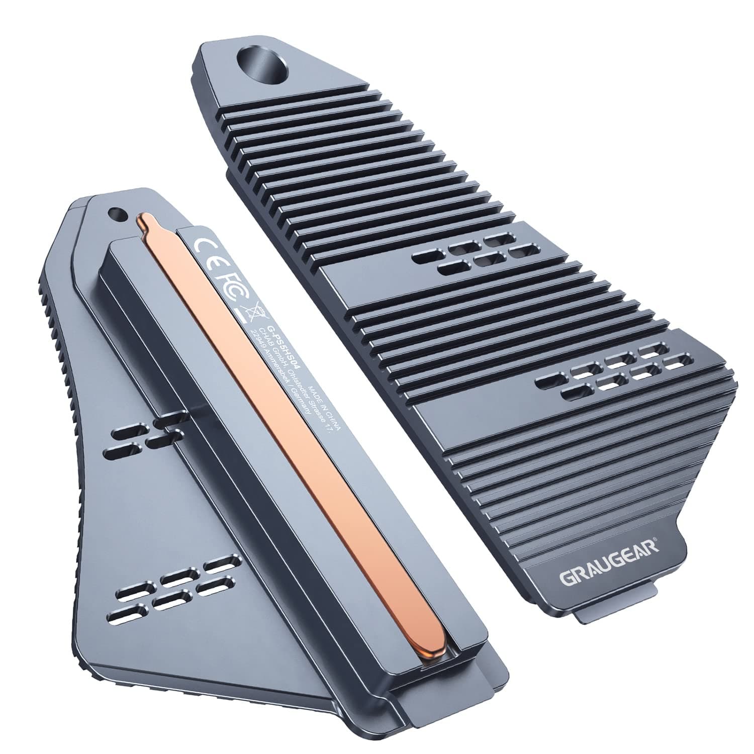 GRAUGEAR PS5 M.2 NVMe SSD Heatsink Cover for Expansion Slot, Shuttle Shaped Design, Copper Heat Pipe Cooler and Aluminum Fin for Playstation 5 SSD NVMe M.2 PCIe 4.0 Storage [G-PS5HS04], Silver